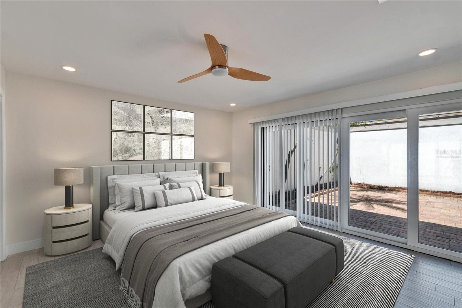 Virtually Staged Master Bedroom - 370 S WOODLANDS DR, OLDSMAR