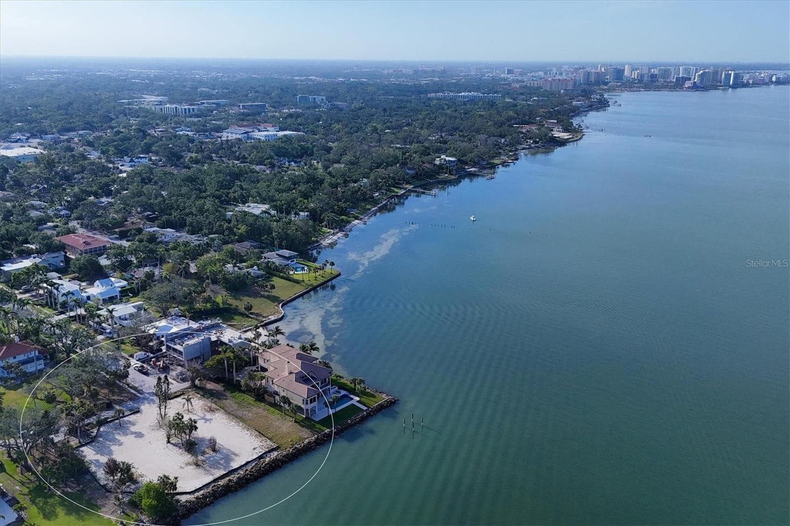 Lot lines extend beyond black silt fence - 603 INDIAN BEACH LN, SARASOTA