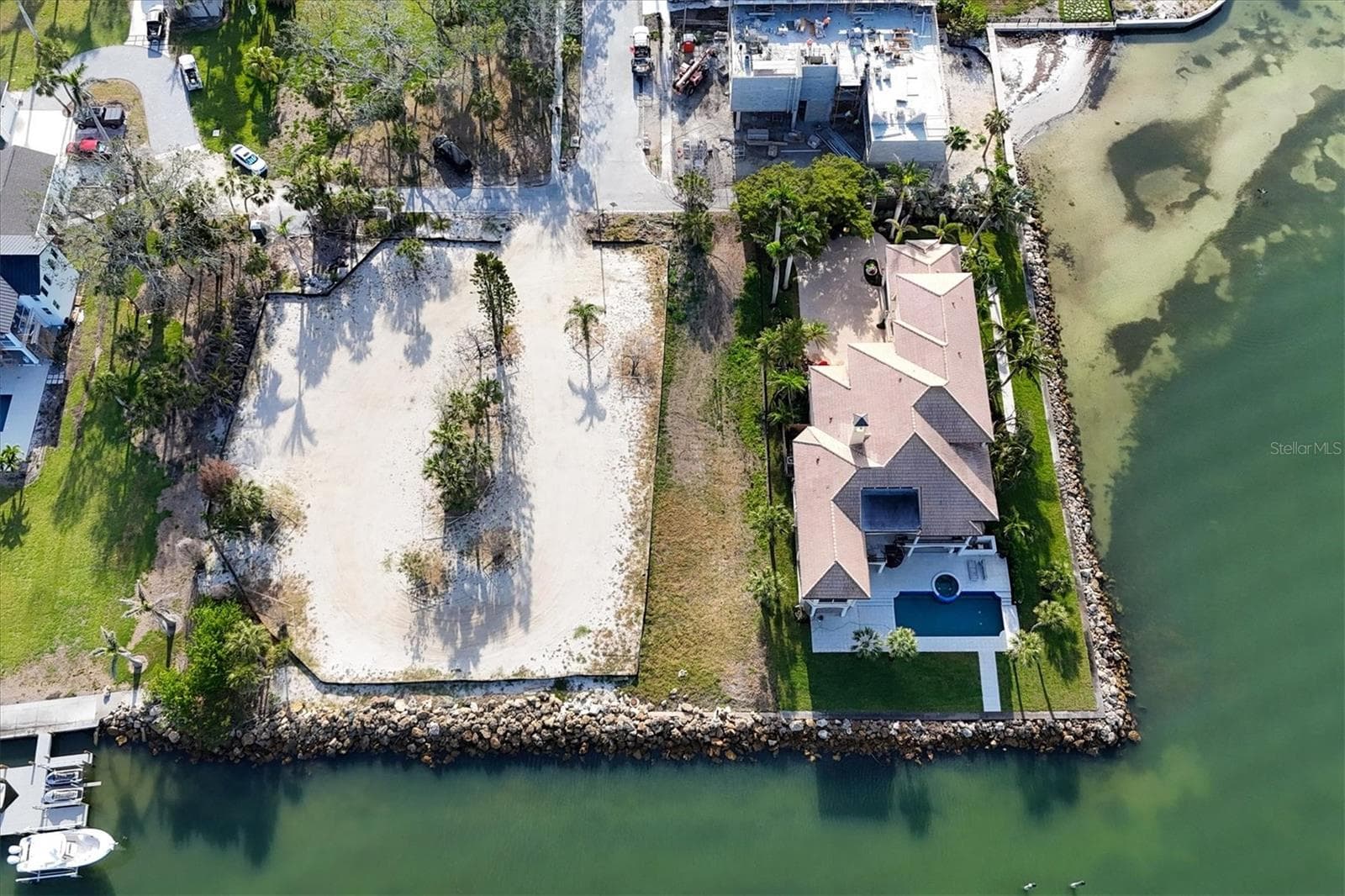 Lot lines extend beyond black silt fence - 603 INDIAN BEACH LN, SARASOTA
