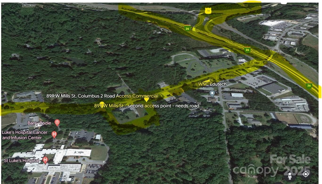 Aerial from Google Earth showing location; upper and lower entrance - HIGH Traffic Road! Coffee Shop (not included in front middle of property) - 0 W Mills Street, Columbus