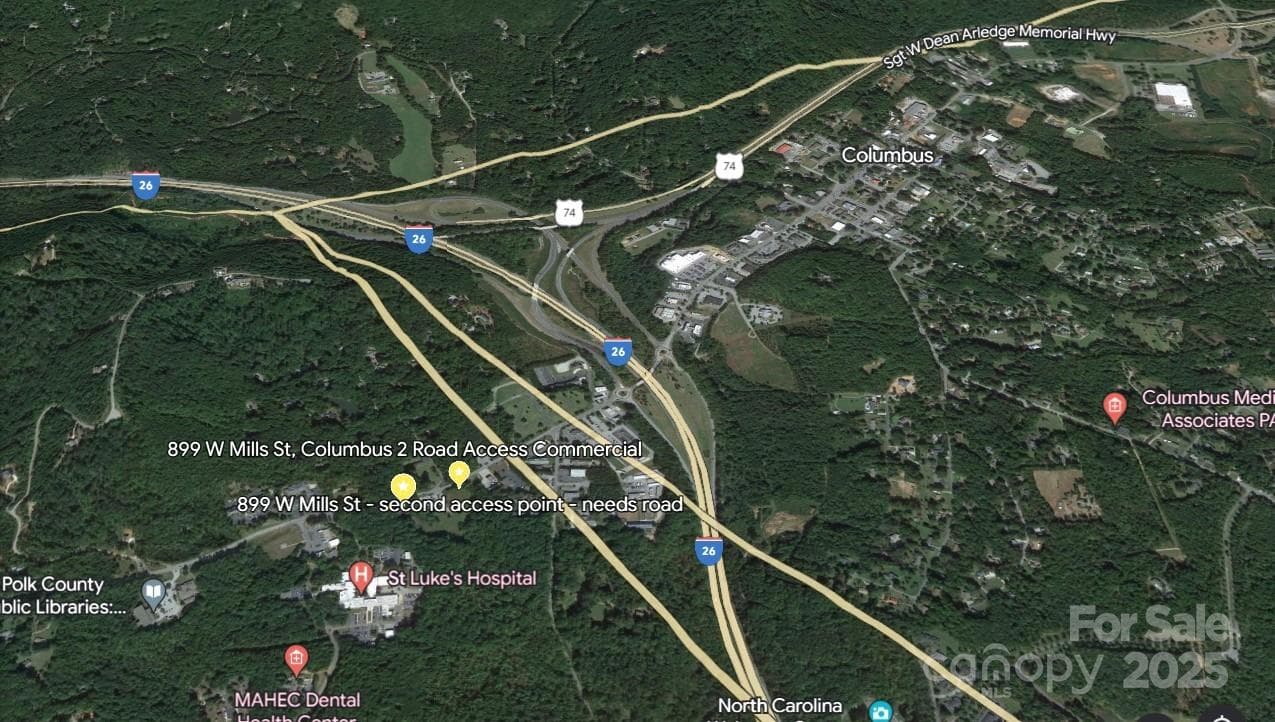 Aerial from Google Earth showing location; upper and lower entrance - HIGH Traffic Road! Coffee Shop (not included in front middle of property) - 0 W Mills Street, Columbus