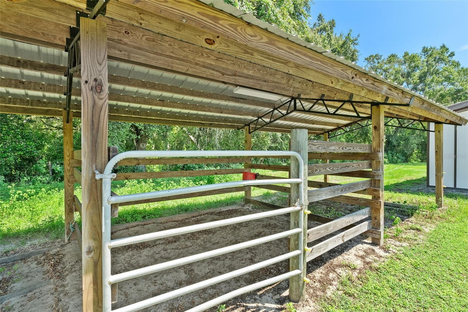 open pole barn with stalls - 13219 NEWGENT RD, SAN ANTONIO
