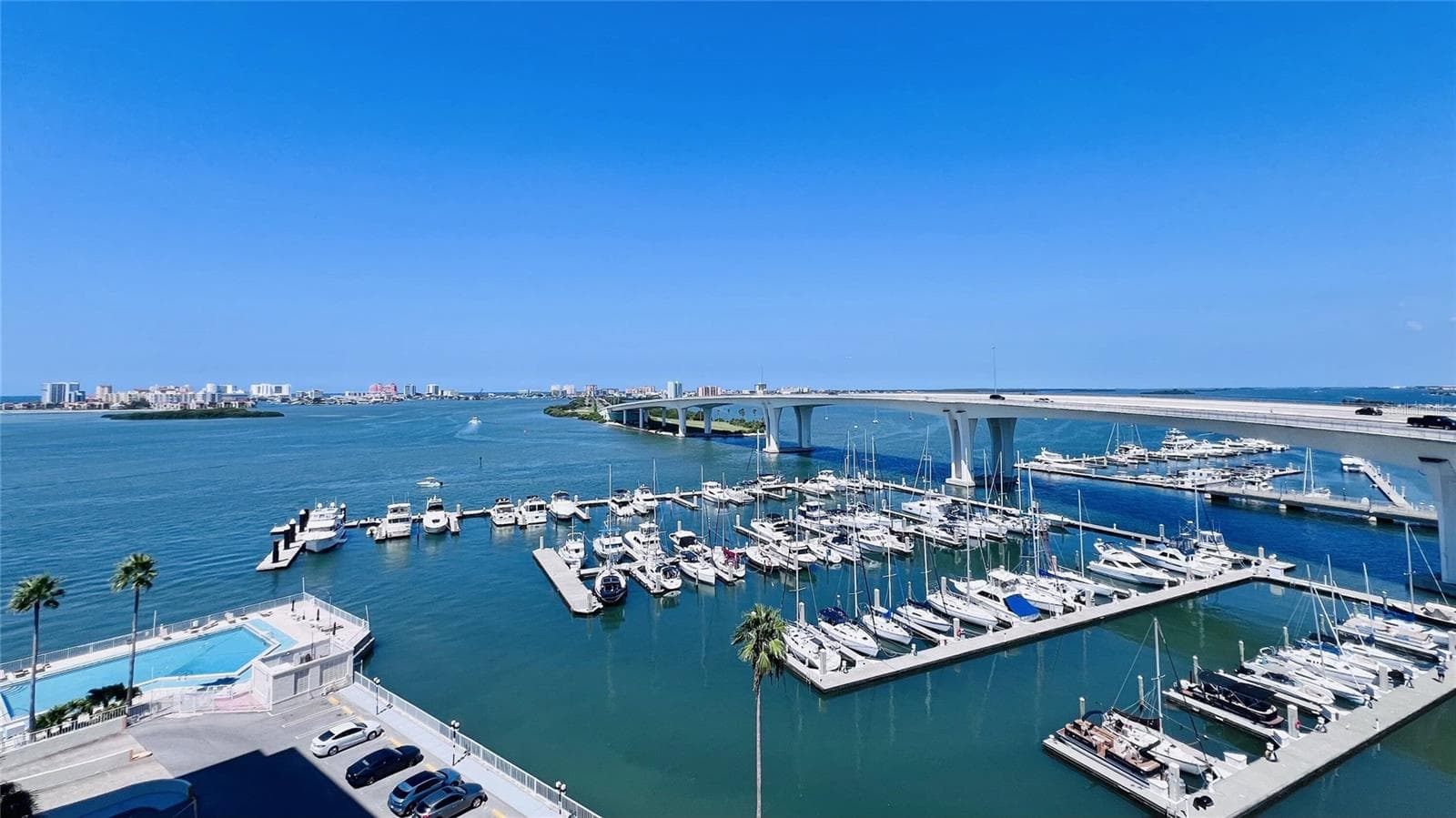 VIEW OF THE MARINA AND POOL FROM THE BALCONY - 100 PIERCE ST #1001, CLEARWATER