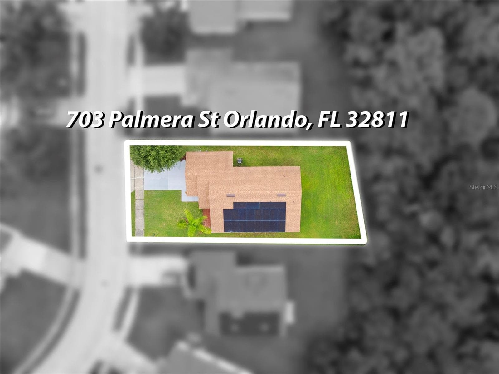 Ariel view of the property with solar panels. - 703 PALMERA ST, ORLANDO