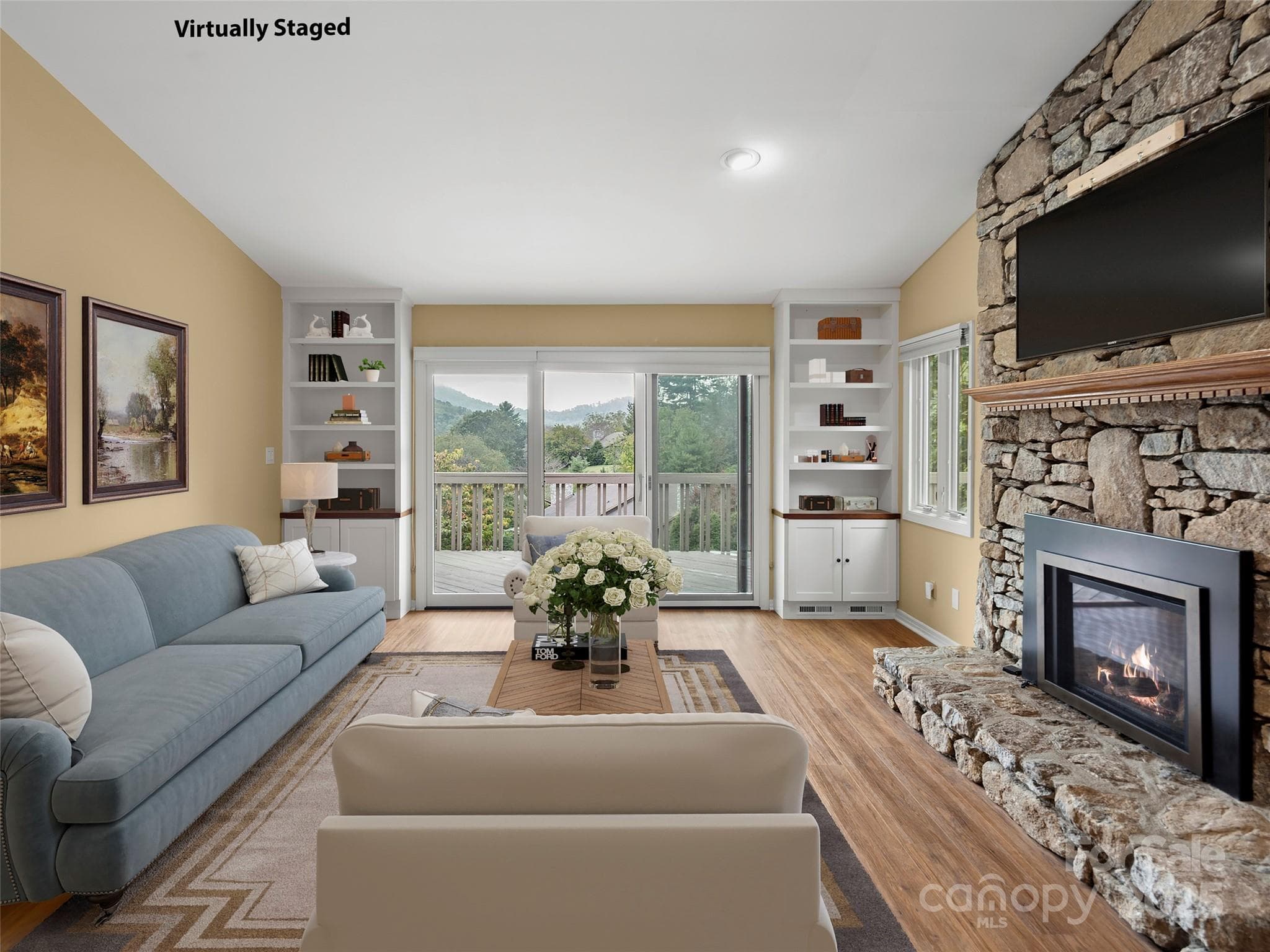 Great Room Virtually staged - Asheville
