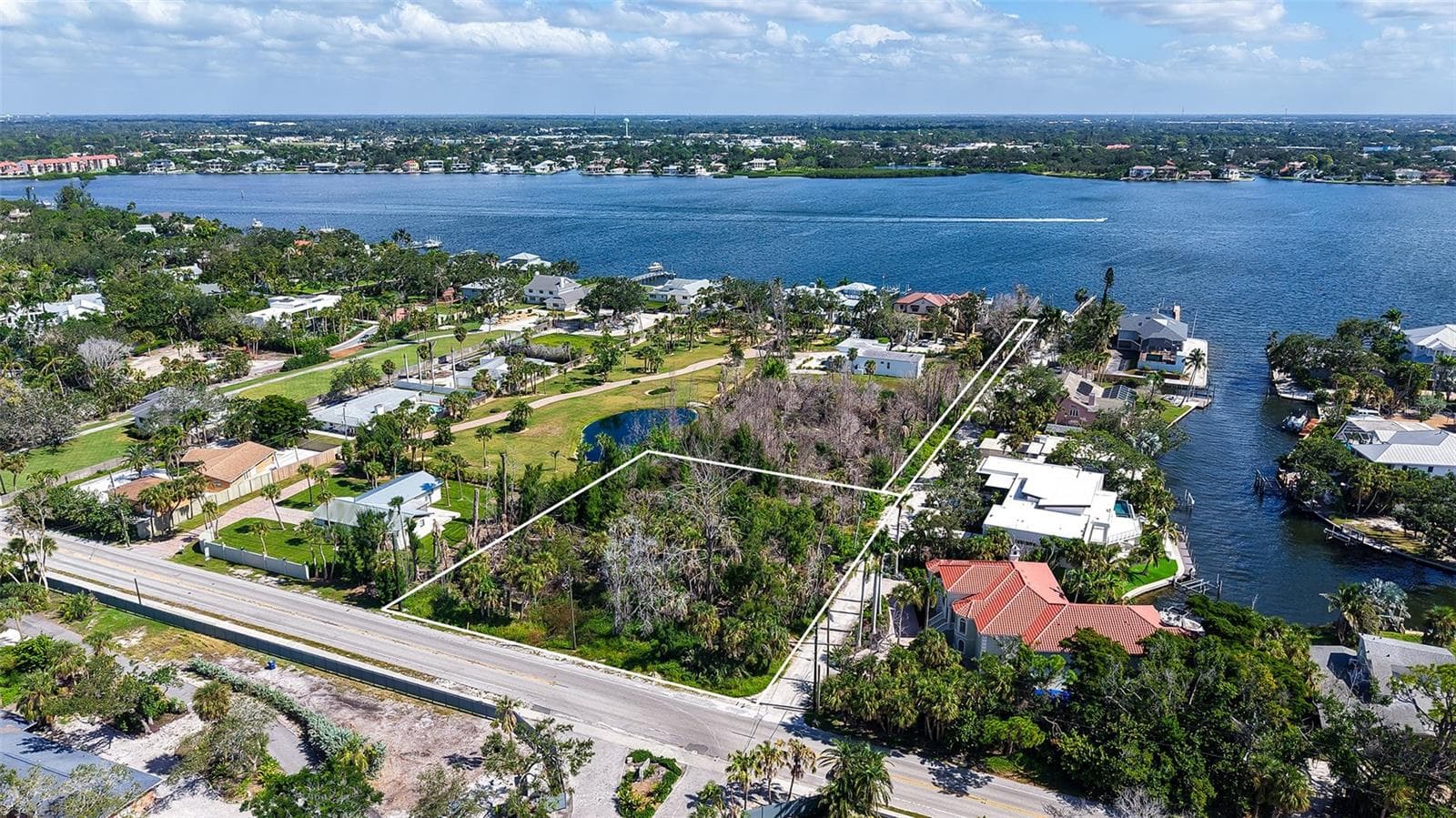 Parcel showing the 20ft easement (flag pole) to the boat dock - 7401-A MIDNIGHT PASS RD #A, SARASOTA
