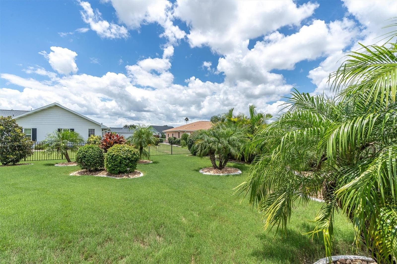 Backyard has black iron fencing - 301 THORN HILL PL, SUN CITY CENTER