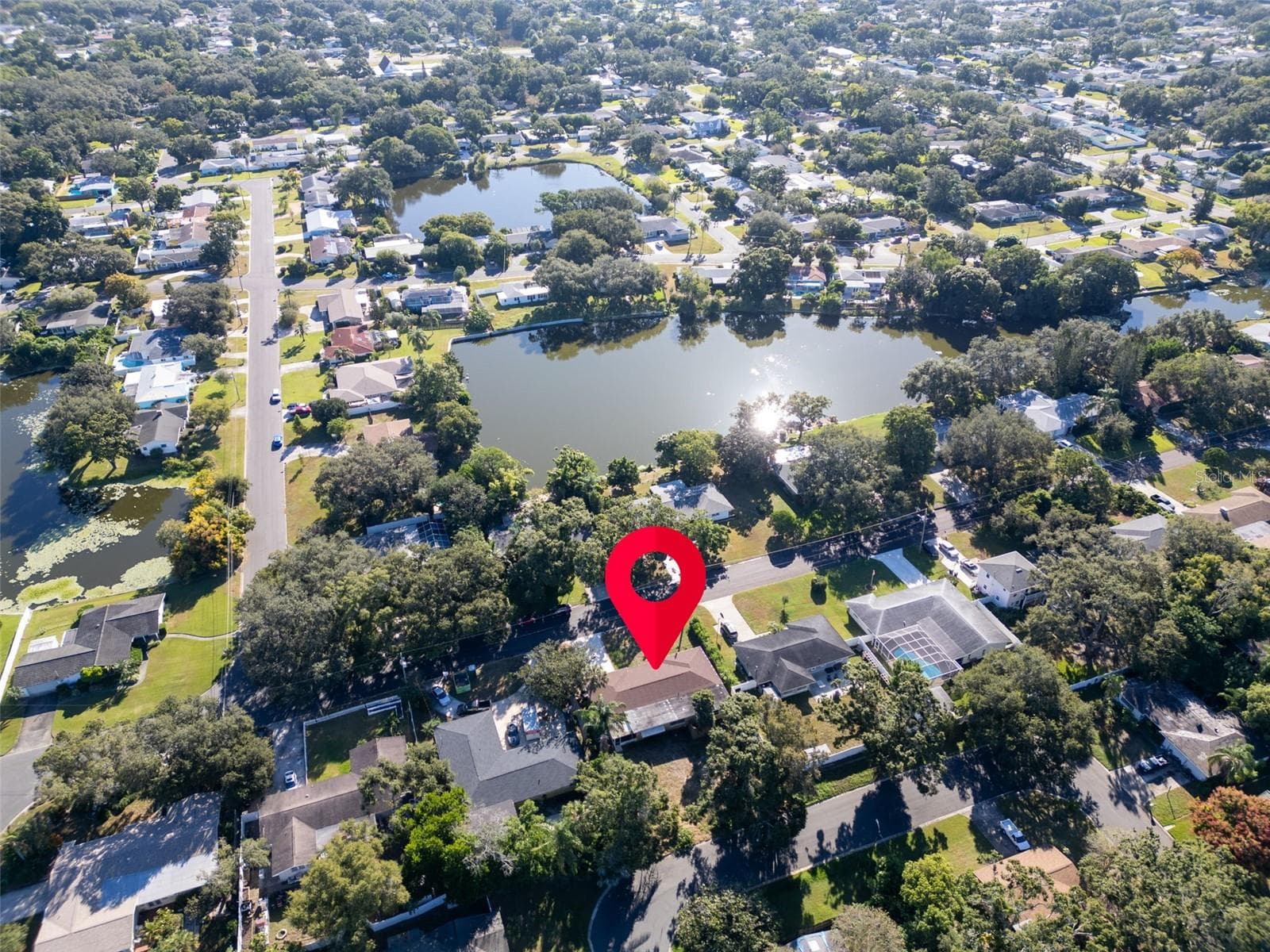 Arial with lake view from front porch - 1182 NORWOOD AVE, CLEARWATER
