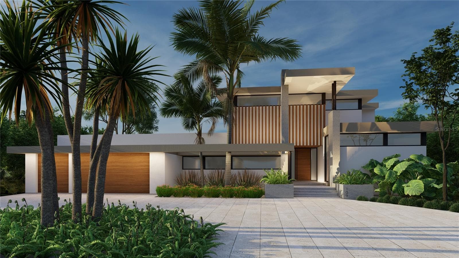 Exterior has tropical landscape designed by Tim Borden Landscape Design. There's 3,500 sqft under Air, 4 En-suite bedrooms, 10-11 foot ceilings, solid core doors & custom Italian cabinetry throughout. A Gourmet kitchen & scullery with the top tier Thermador™ appliance package. - 109 N WARBLER LN, SARASOTA