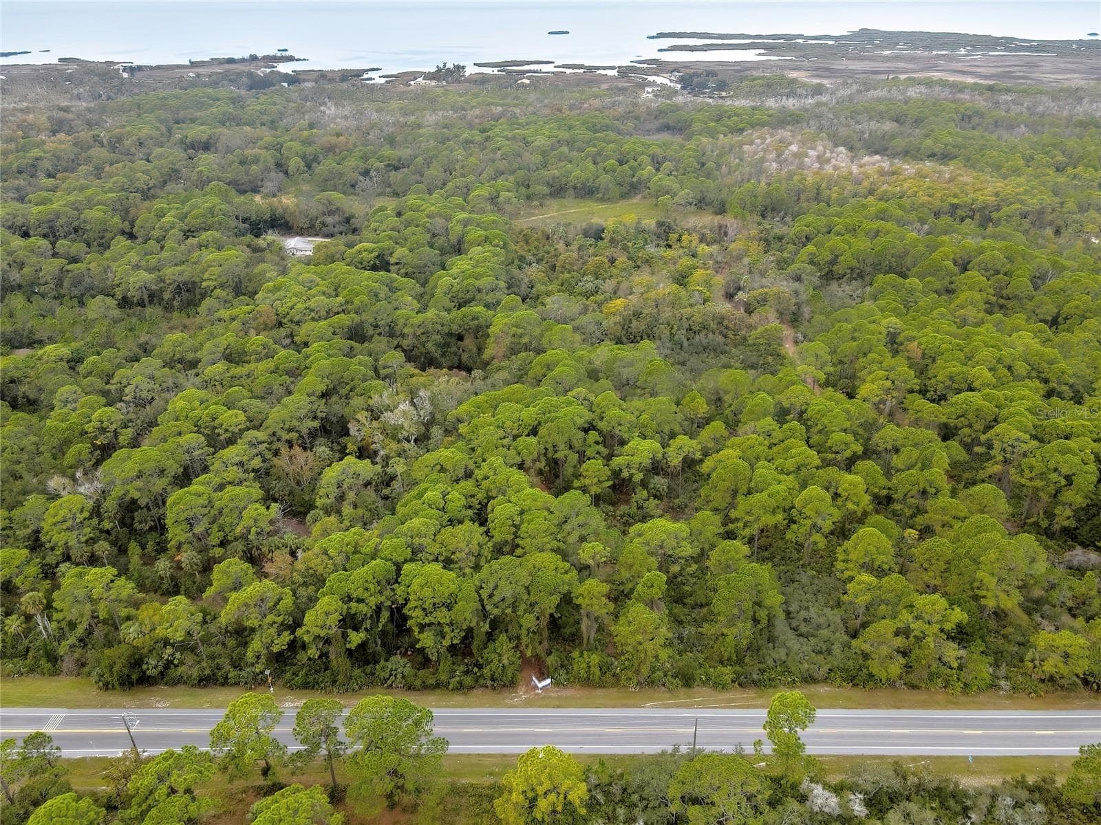 Aerial View Looking West / V-Pattern Sign Marks the Easement Entrance - SHOAL LINE BLVD, SPRING HILL