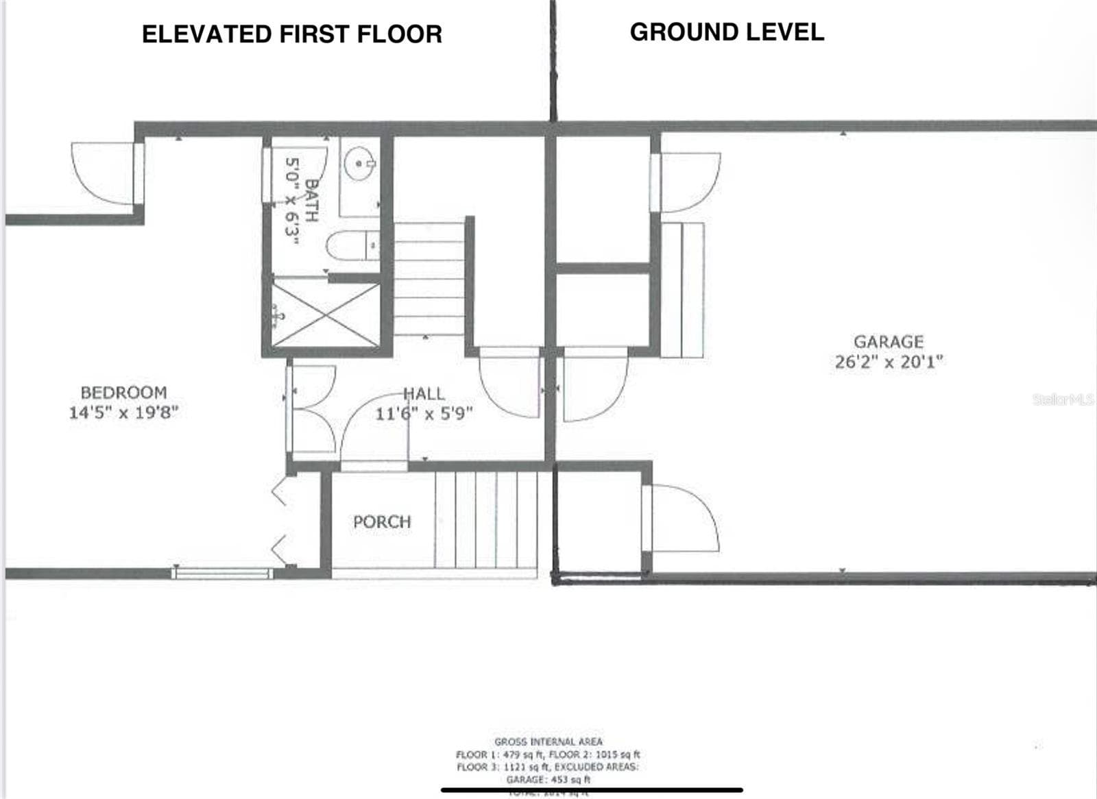 Ground Level: Garage. First Floor: Guest/Office Suite - 8575 SUNSET CT, TREASURE ISLAND