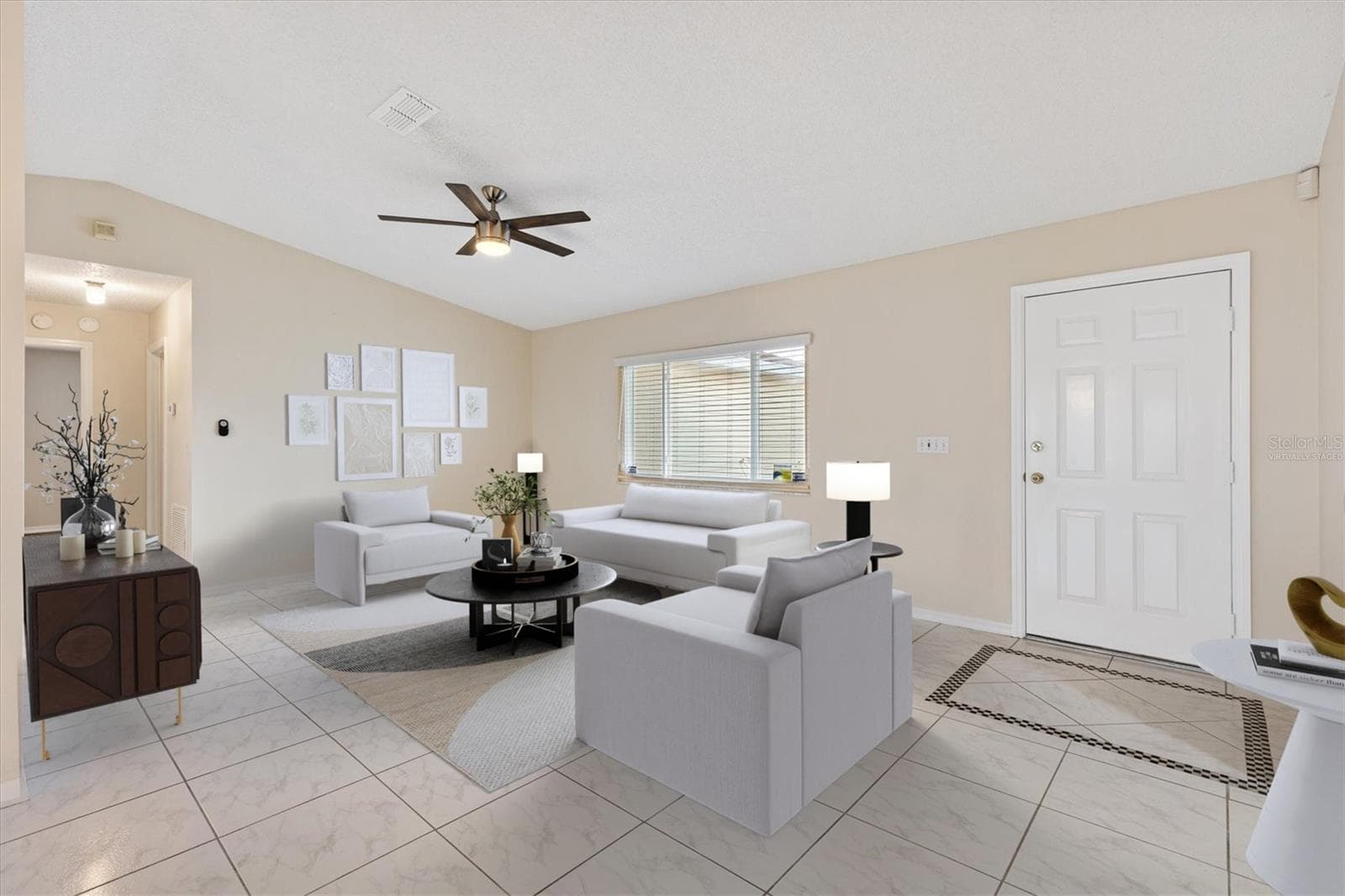 Virtually staged living room. - 10767 SE 174TH LOOP, SUMMERFIELD