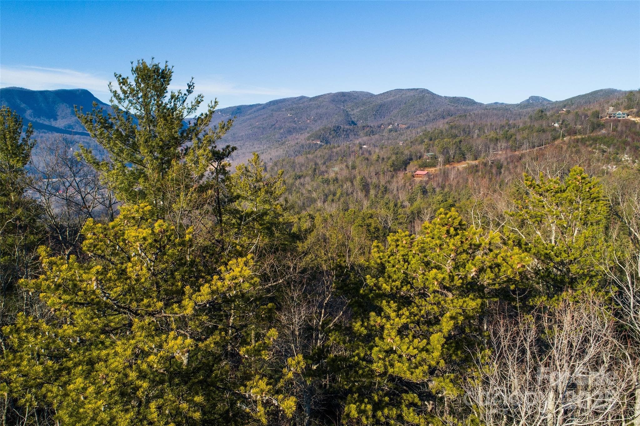 Hawksbill just peaking up above Jonas Ridge. Looking to north above the lot. (Drone Photo) - Lot #45 Fox Ridge Trail, Marion