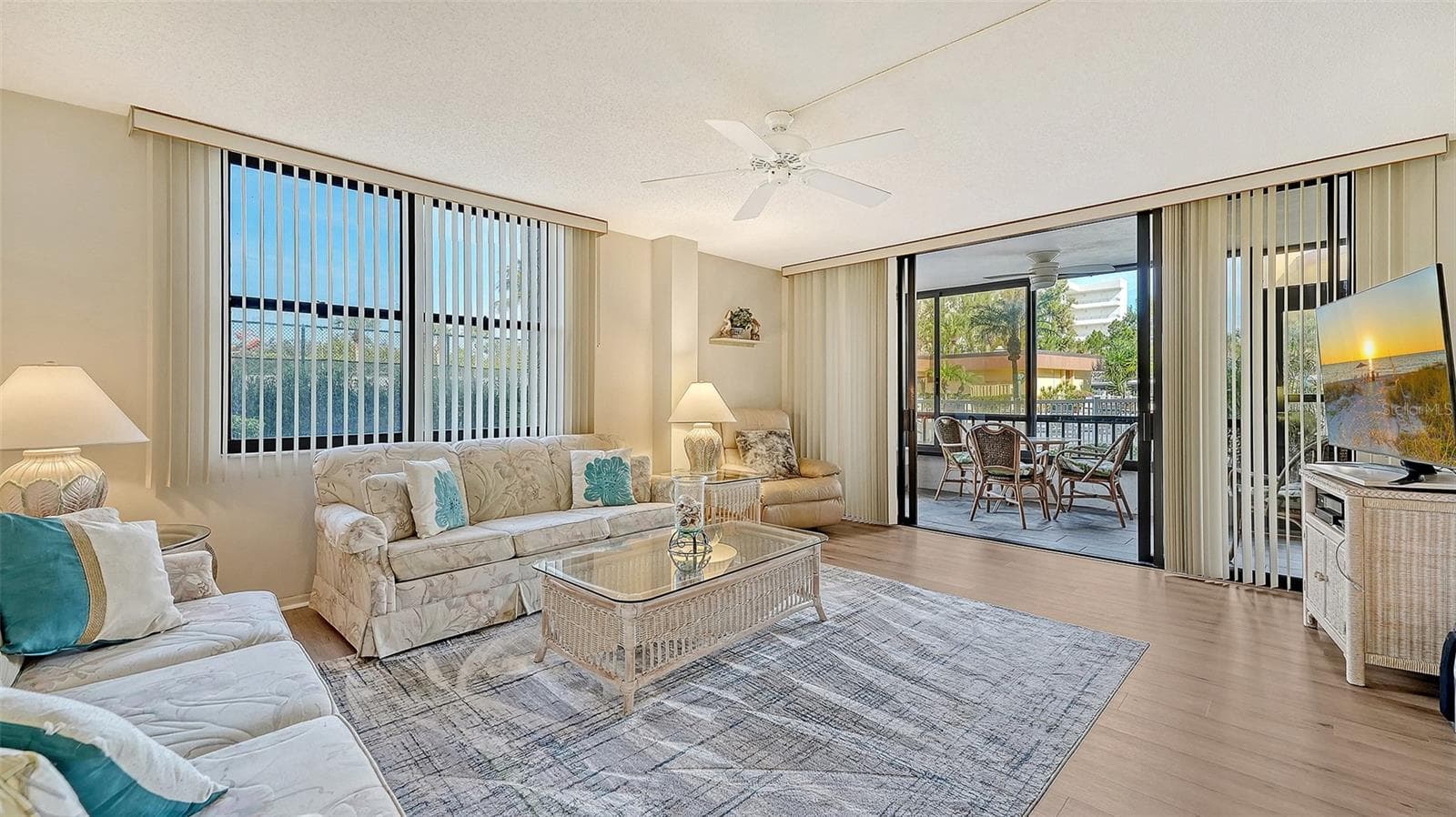 Living Room view toLanai and Pool - 8773 MIDNIGHT PASS RD #102G, SARASOTA
