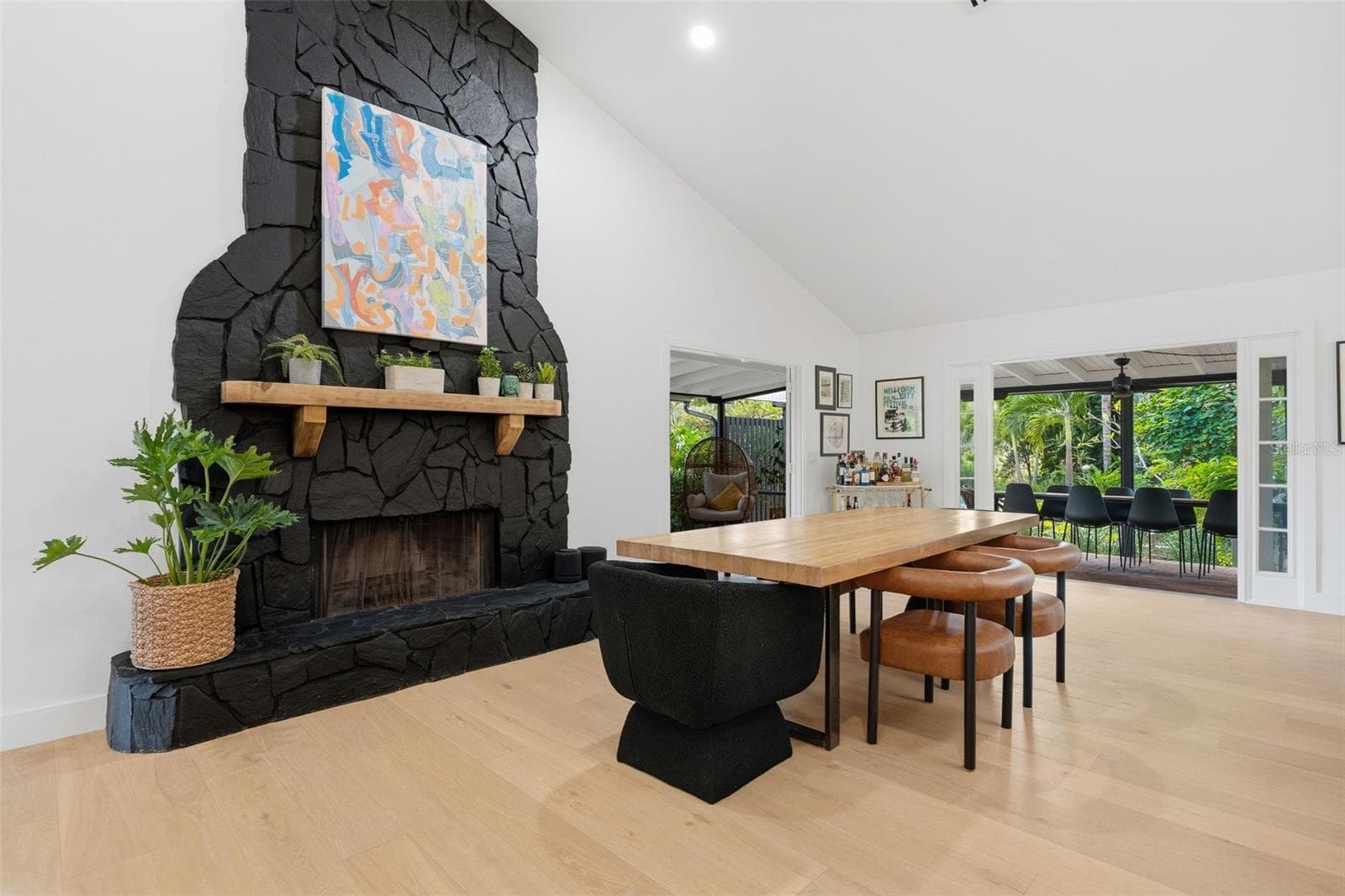 wood burning stone fireplace - 6349 RAVENWOOD WAY, SARASOTA