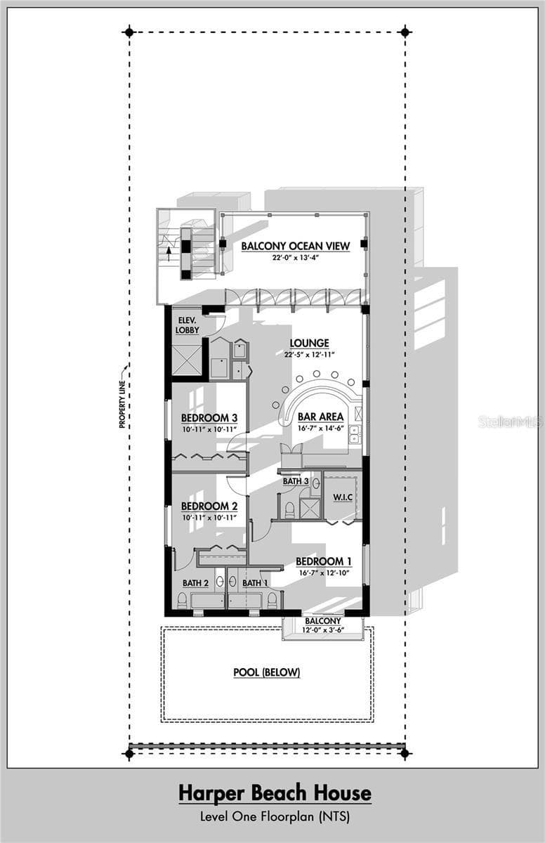 Level One Floorplan - 6604 S ATLANTIC AVE, NEW SMYRNA BEACH