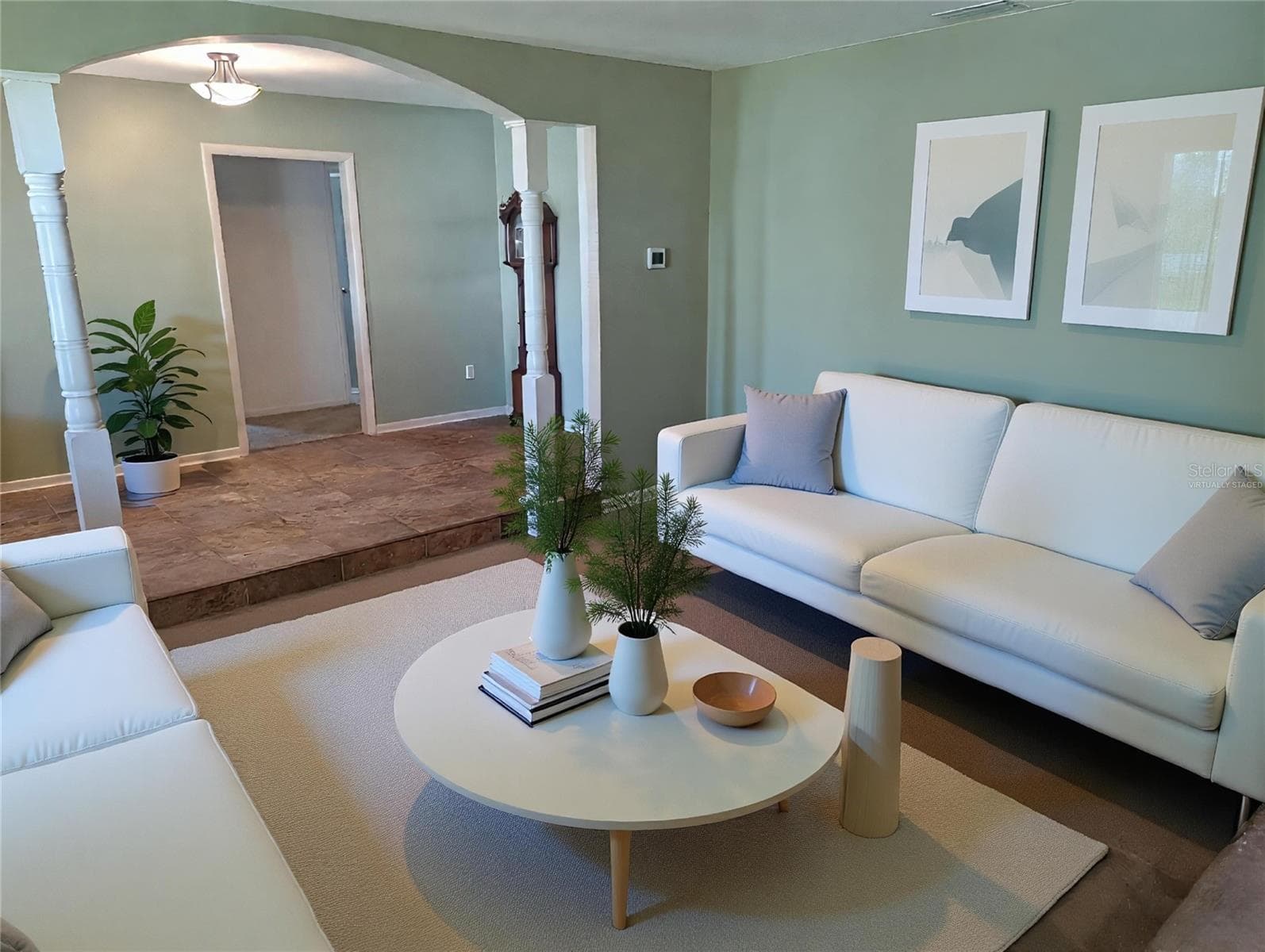 Living Room Virtually Staged - 5710 S BERNIE ST, TAMPA