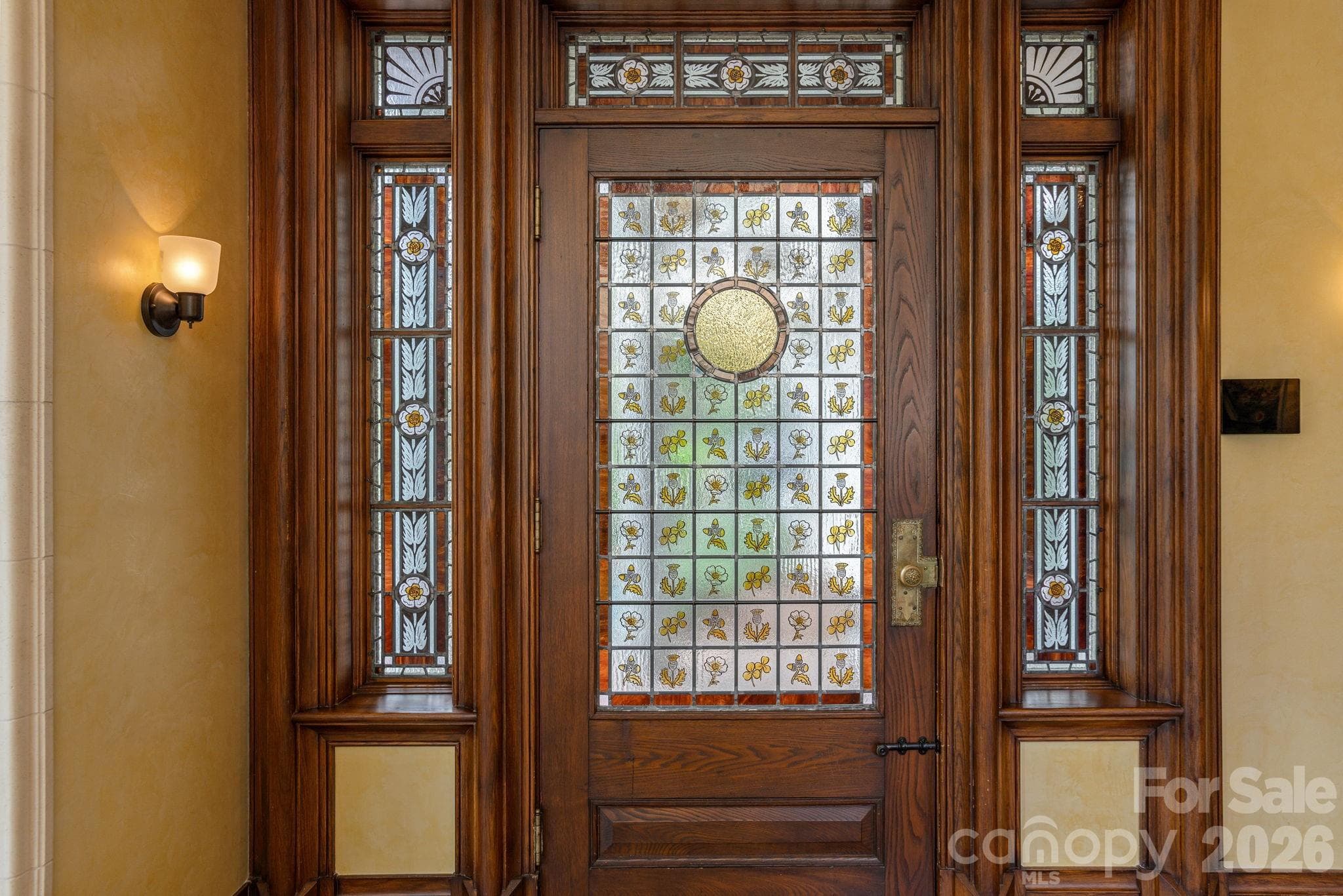 William Morris-inspired leaded glass entry doors. - Asheville