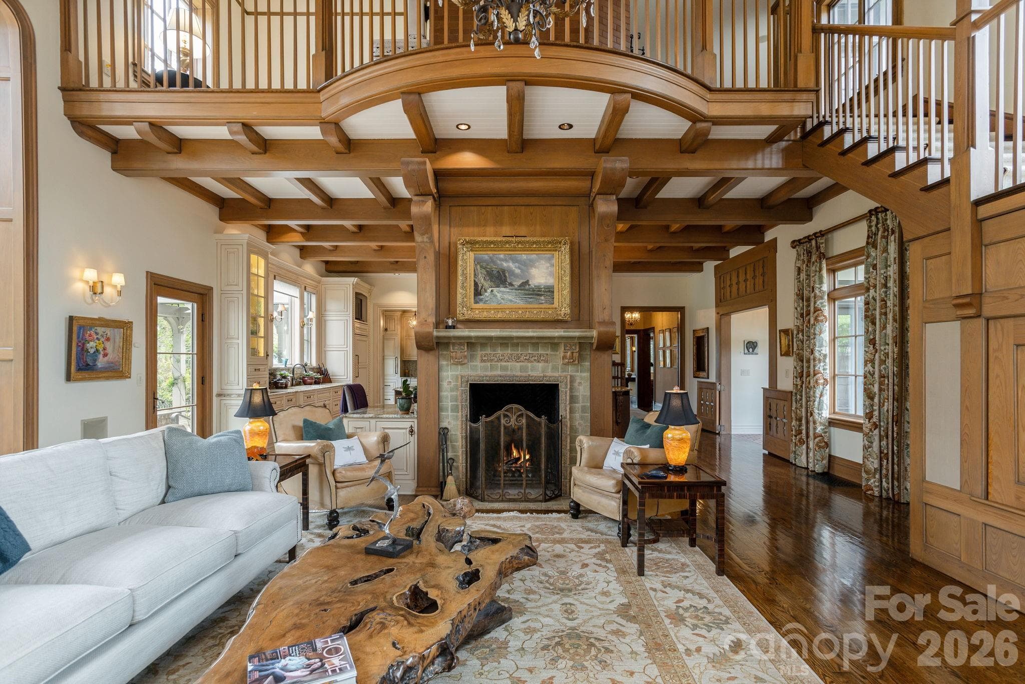 Soaring great hall anchored by a handcrafted stone fireplace - Asheville