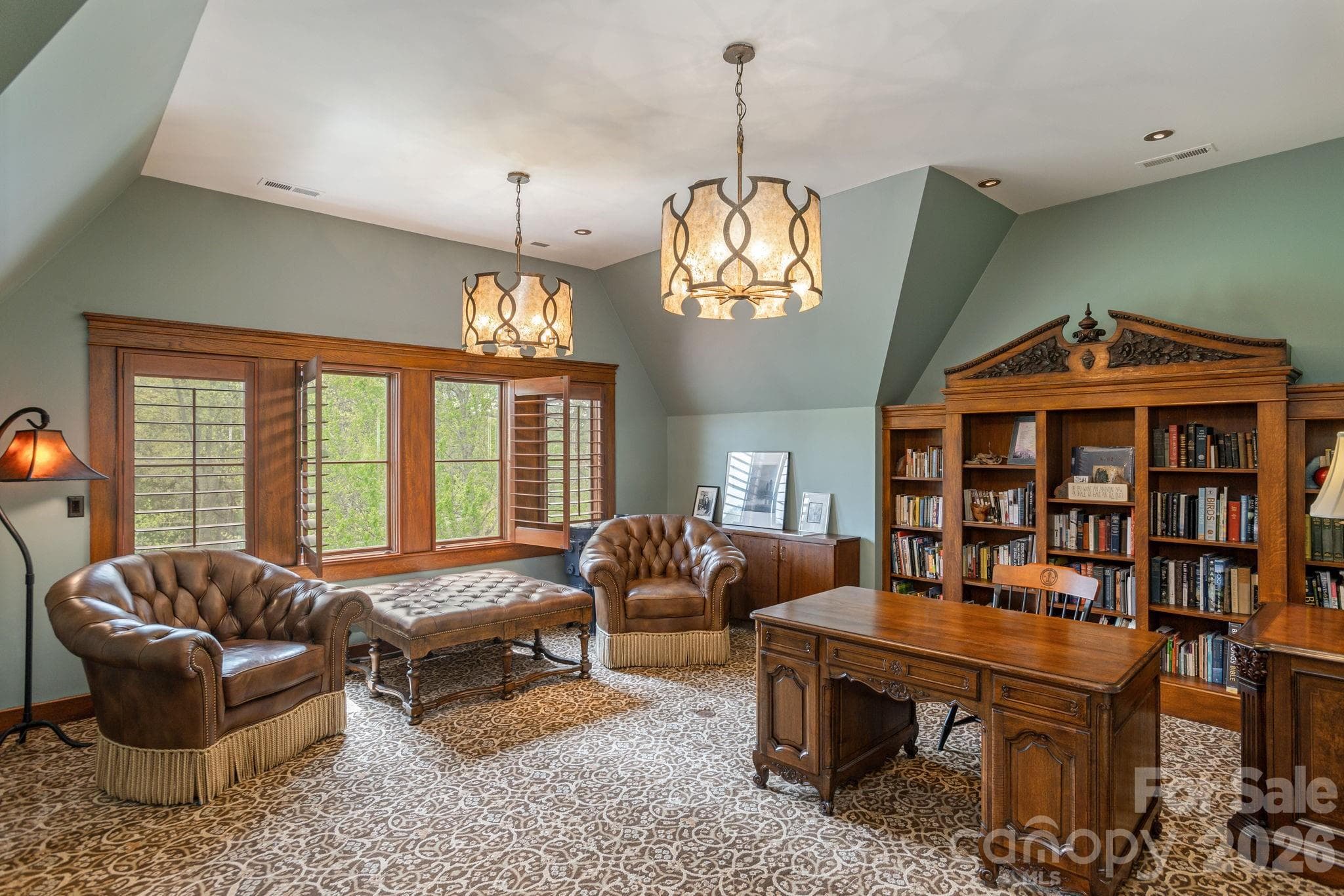 Library overlooking the golf course - 8 Fairway Place, Asheville