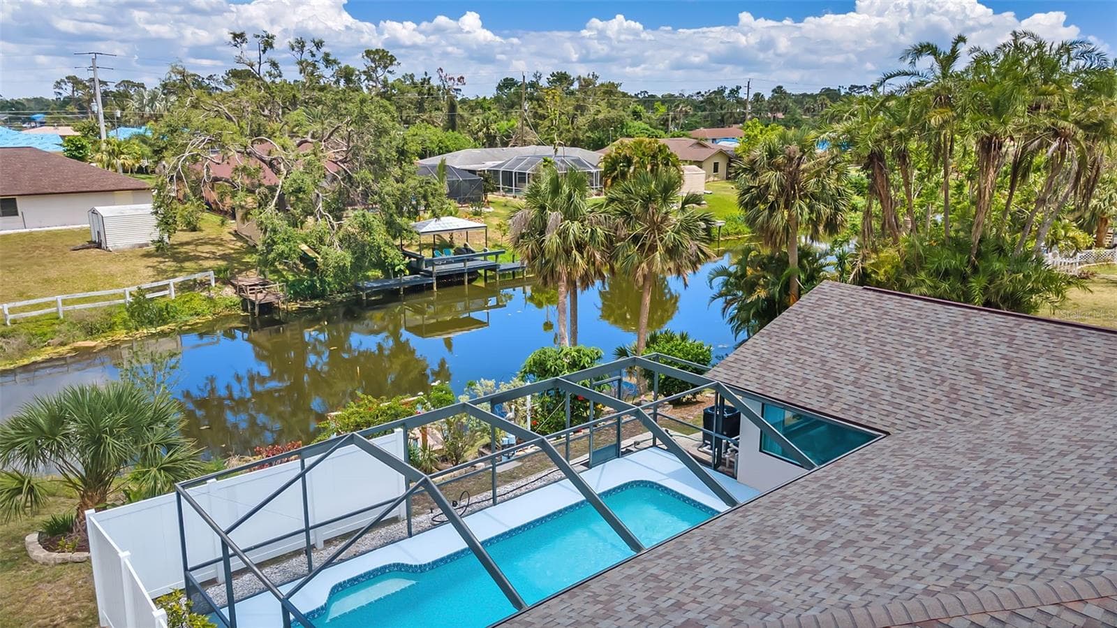 Aerial, rear home to freshwater canal - 2132 ABSCOTT ST, PORT CHARLOTTE