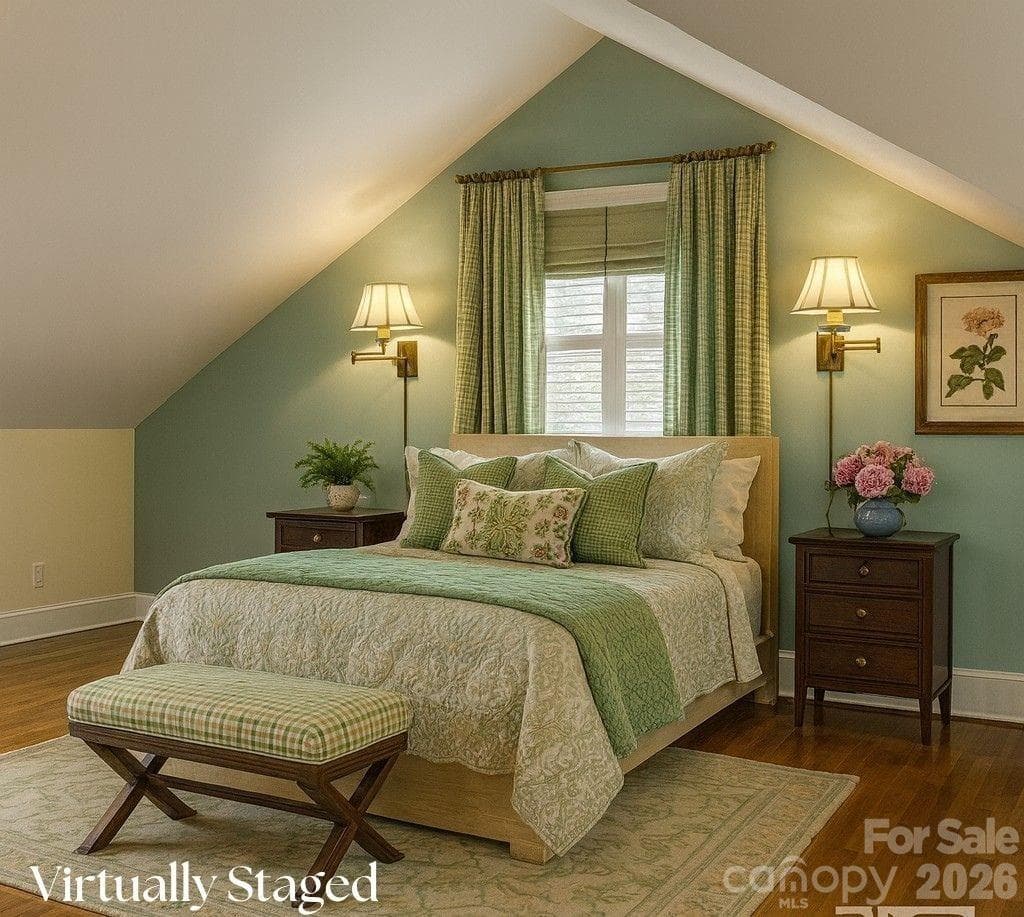 Upper level primary bedroom virtually staged. - 1051 Pee Dee Avenue, Albemarle