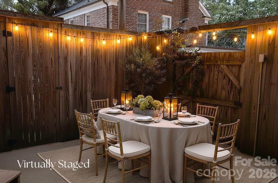 Virtually staged patio for outdoor dining. - 1051 Pee Dee Avenue, Albemarle