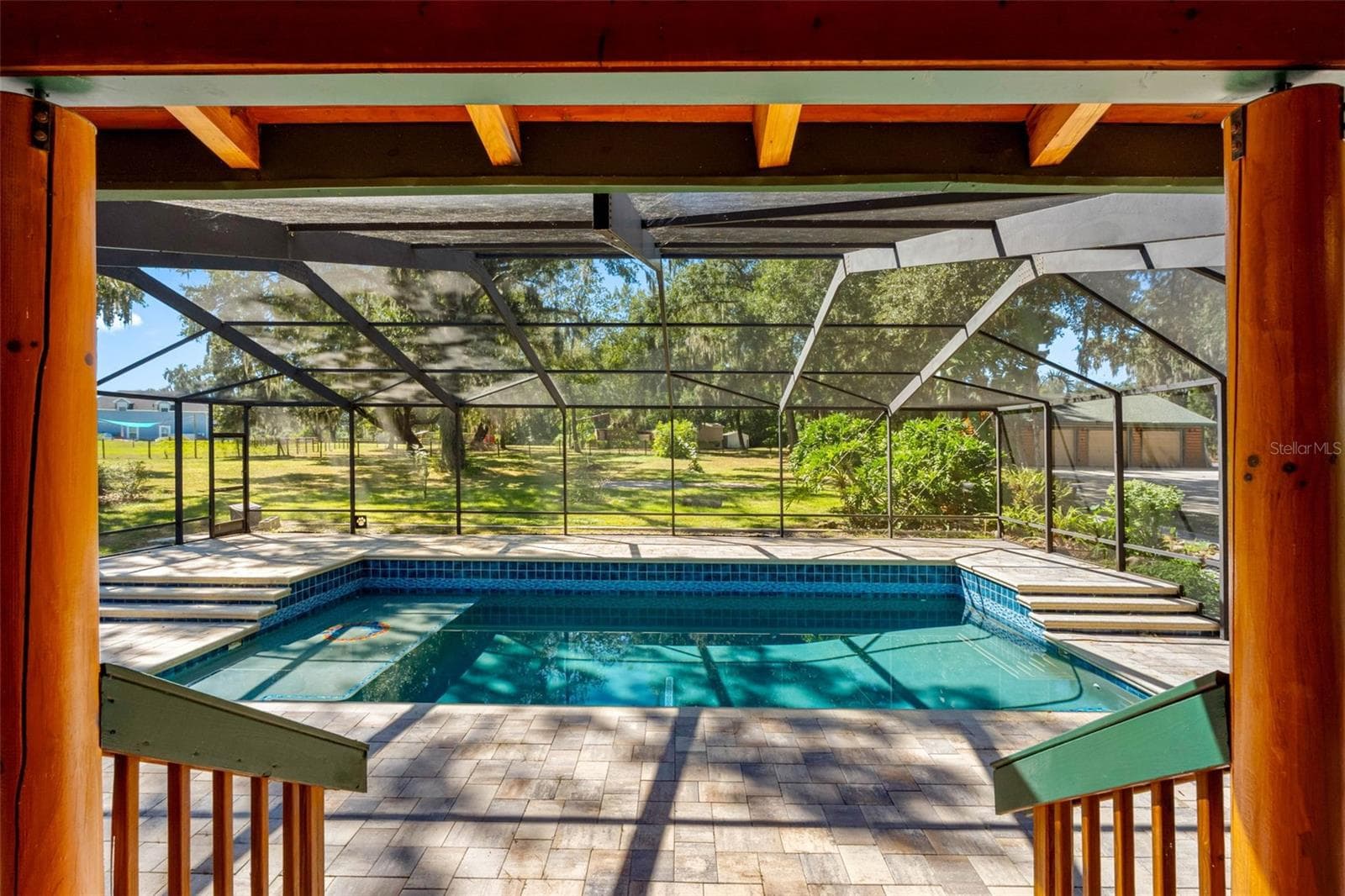 Pool View from Dining Room - 11401 THONOTOSASSA RD, THONOTOSASSA