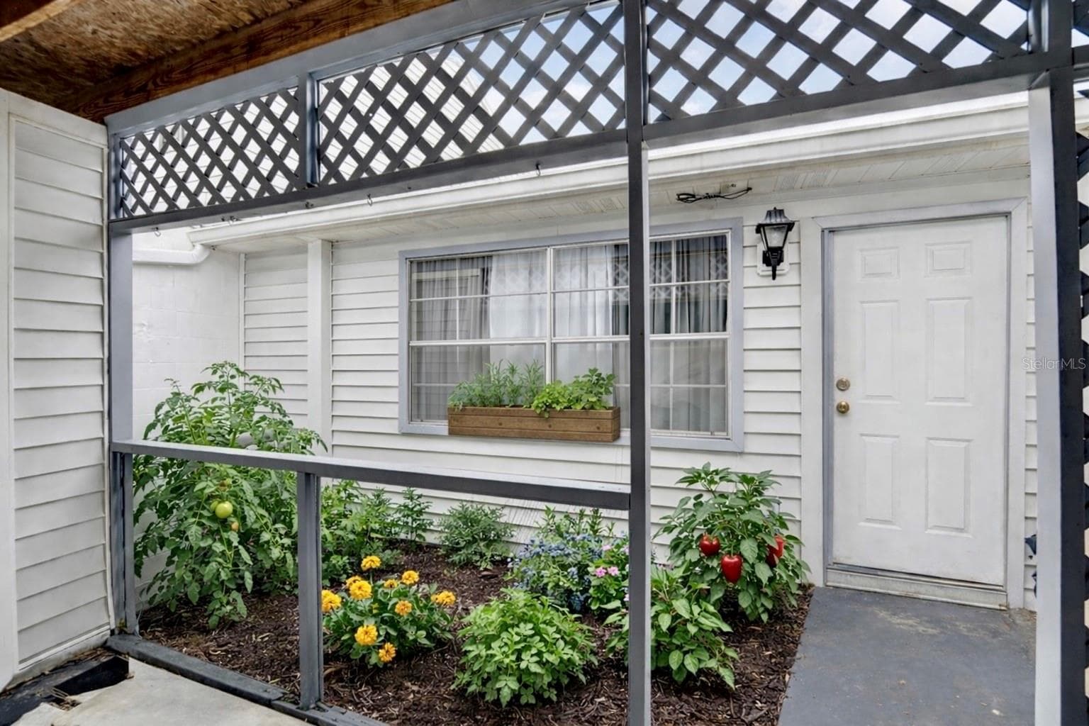 VIRTUAL STAGED FRONT DOOR/GARDEN AREA - 11920 DIETZ DR #11920, TAMPA