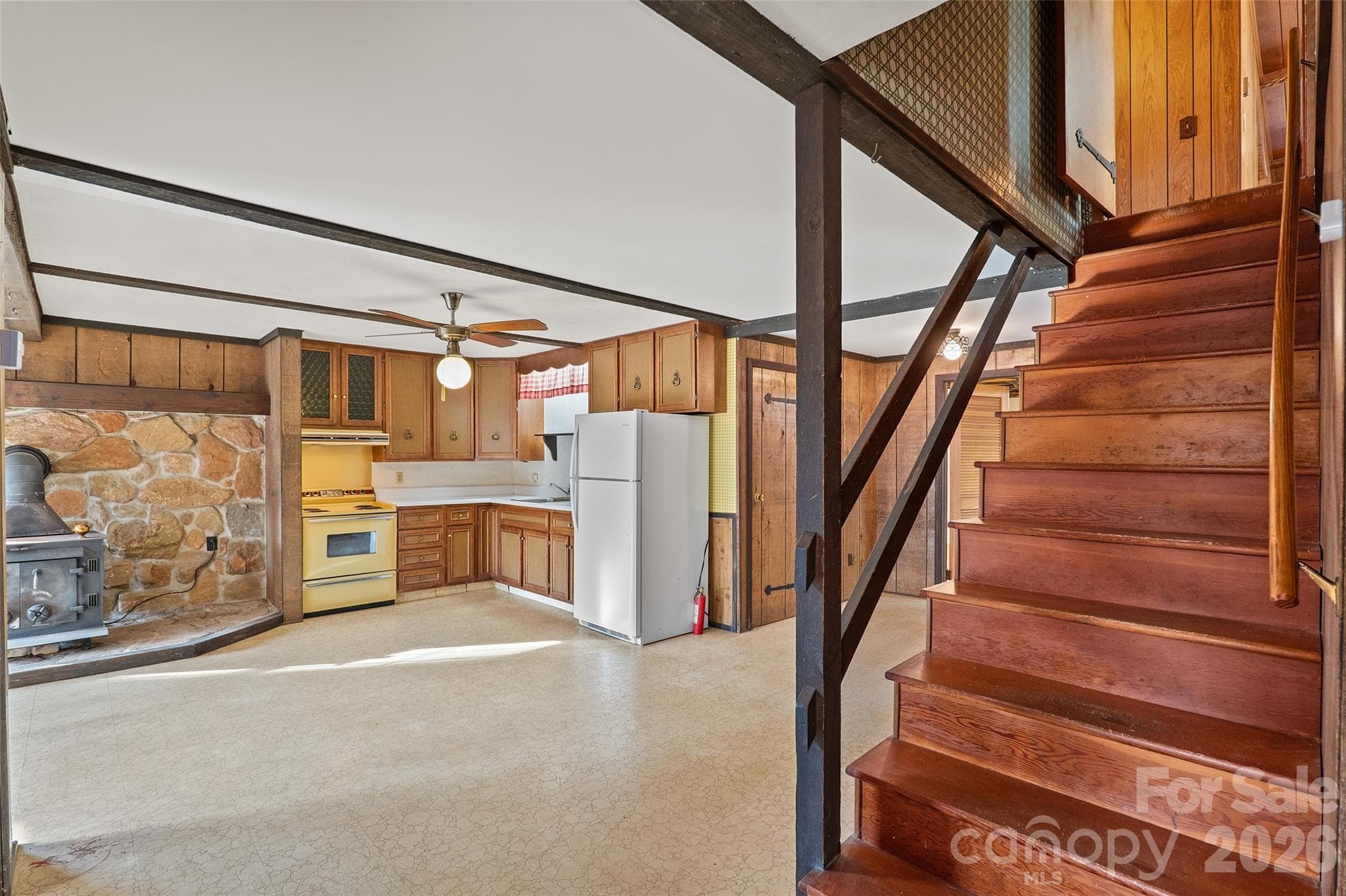 Stairs from upper level to walk-out basement apartment - 591 Landrum Road, Columbus