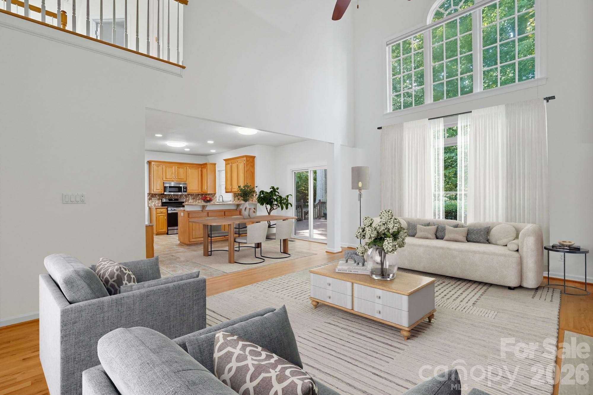 Living room - virtually staged - 8016 Painted Pony Court, Charlotte