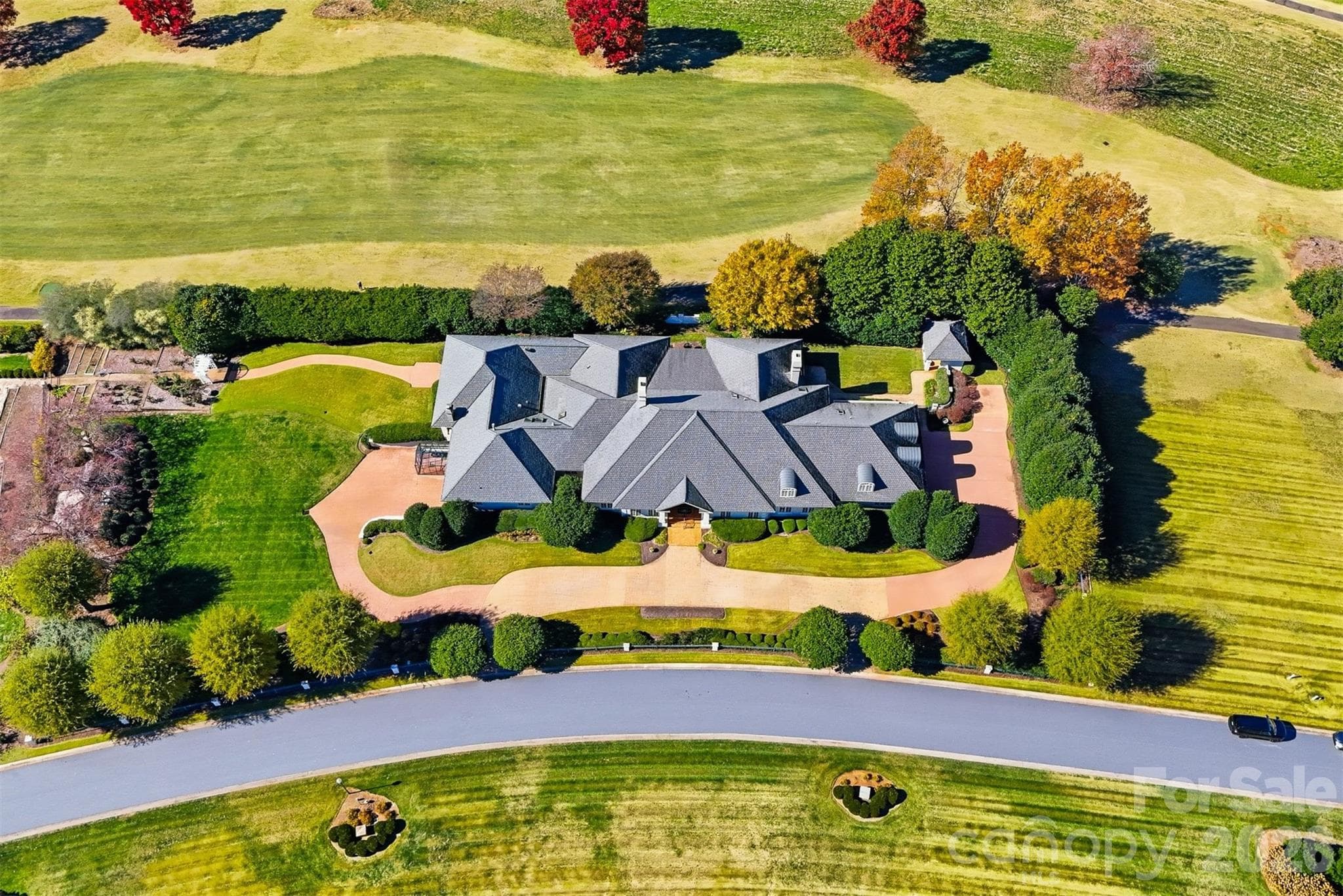 Aerial view showcasing this luxury golf course home, expansive grounds, and championship golf course location. - 3619 Links Drive NE, Conover