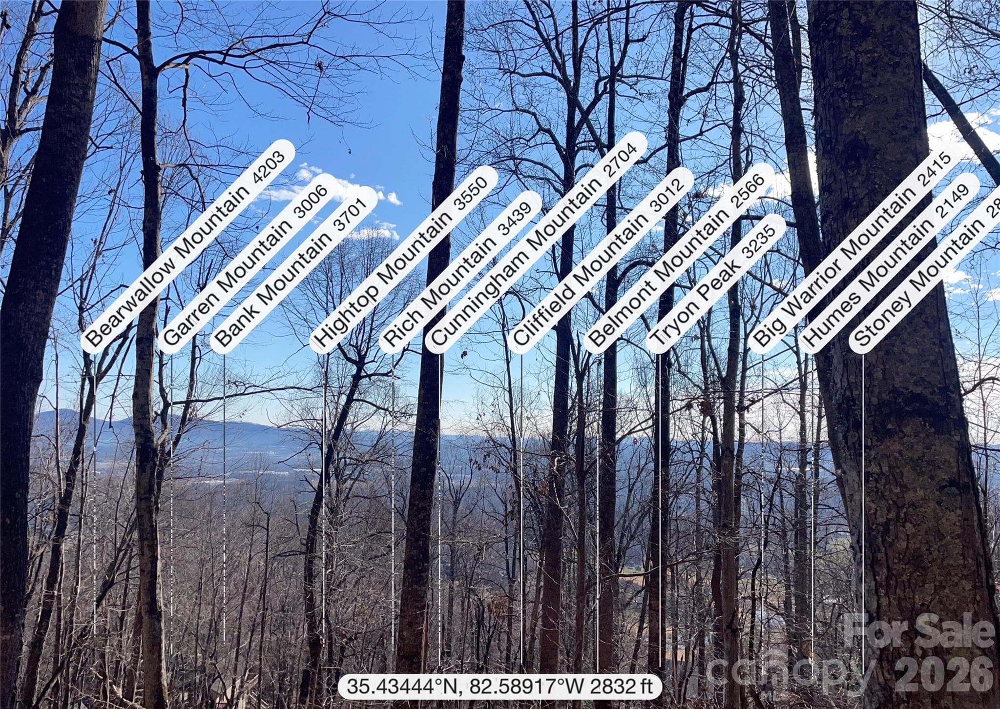 View from the lot with labeled mountain ranges - 9999 Walnut Drive, Mills River