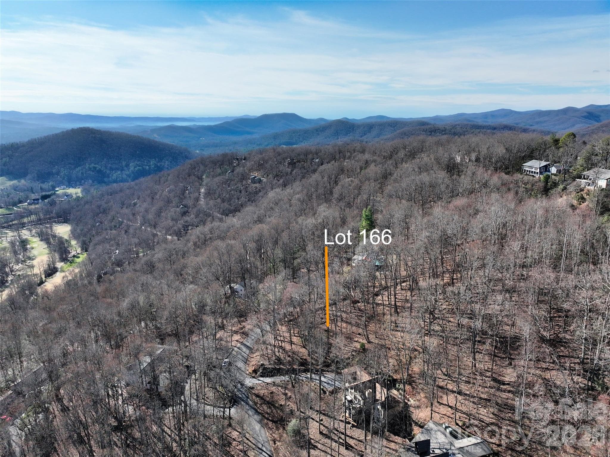 Aerial view of Walnut Dr. with lot marker - 9999 Walnut Drive, Mills River