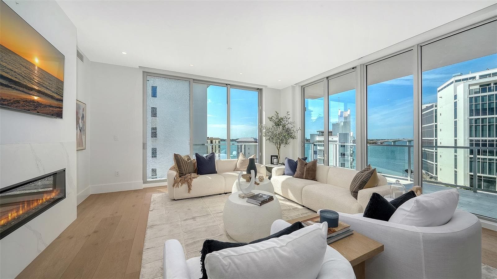Living Room w/ Bay Views - 253 GOLDEN GATE POINT #703, SARASOTA