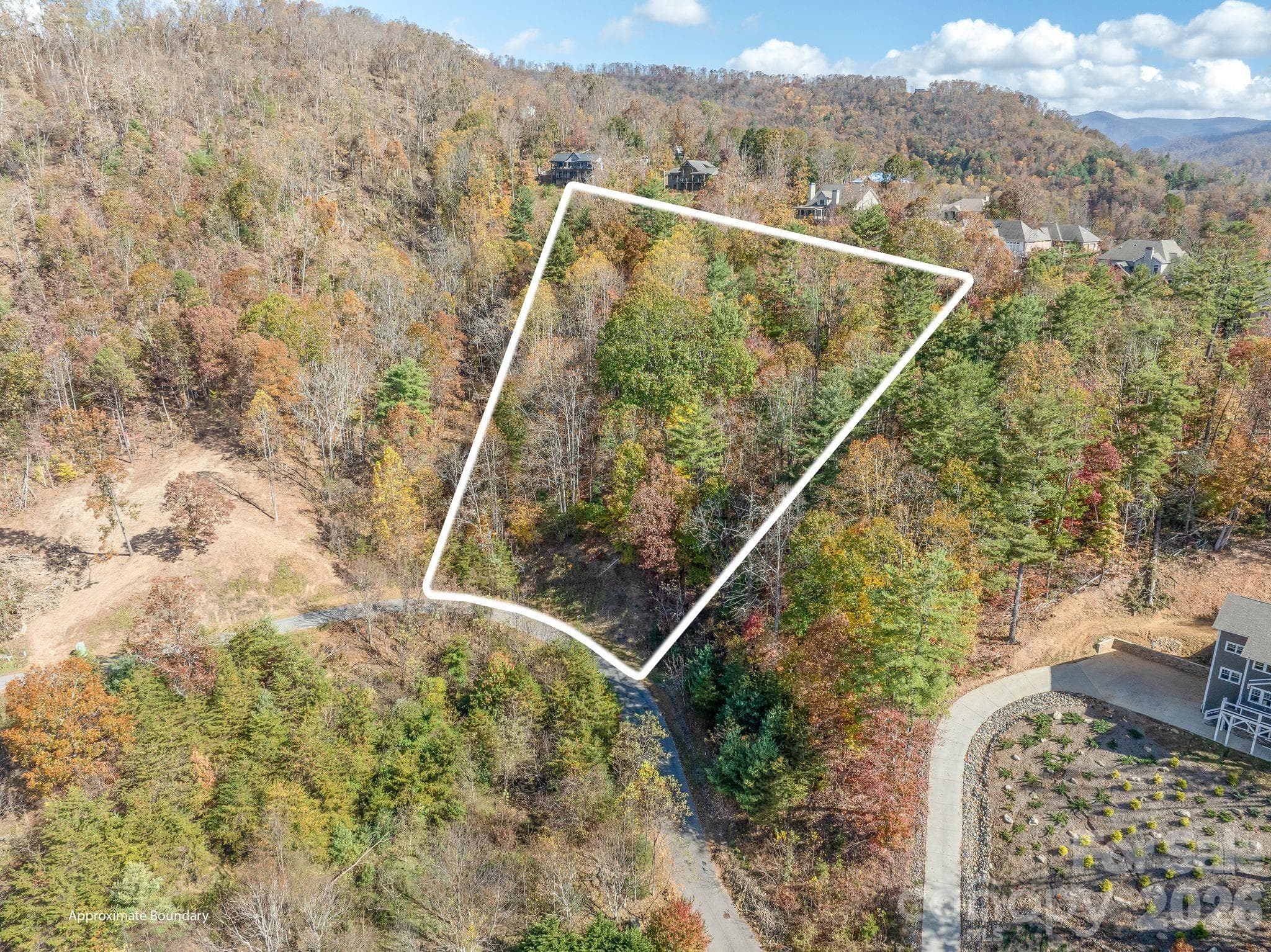1.4 Acre Approximate Overlay - Lot 56 recently cleared to the left for perspective of clearing allowed - 66 HawTree Court, Weaverville