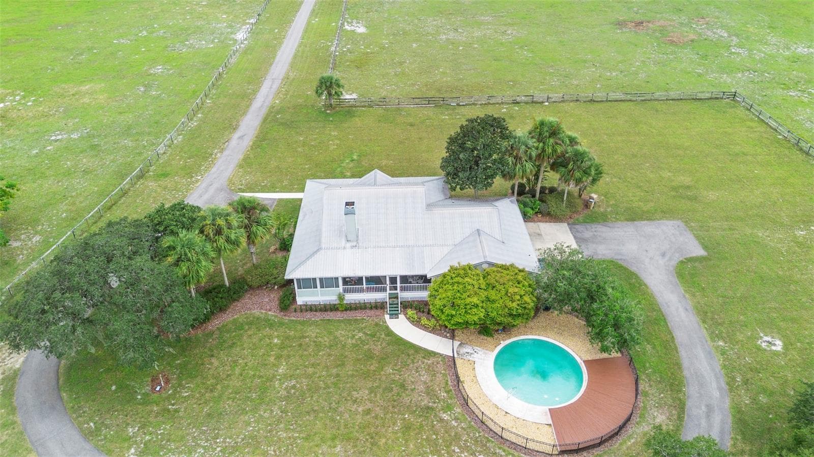 Aerial house and pool. - 42554 MAGGIE JONES RD, PAISLEY