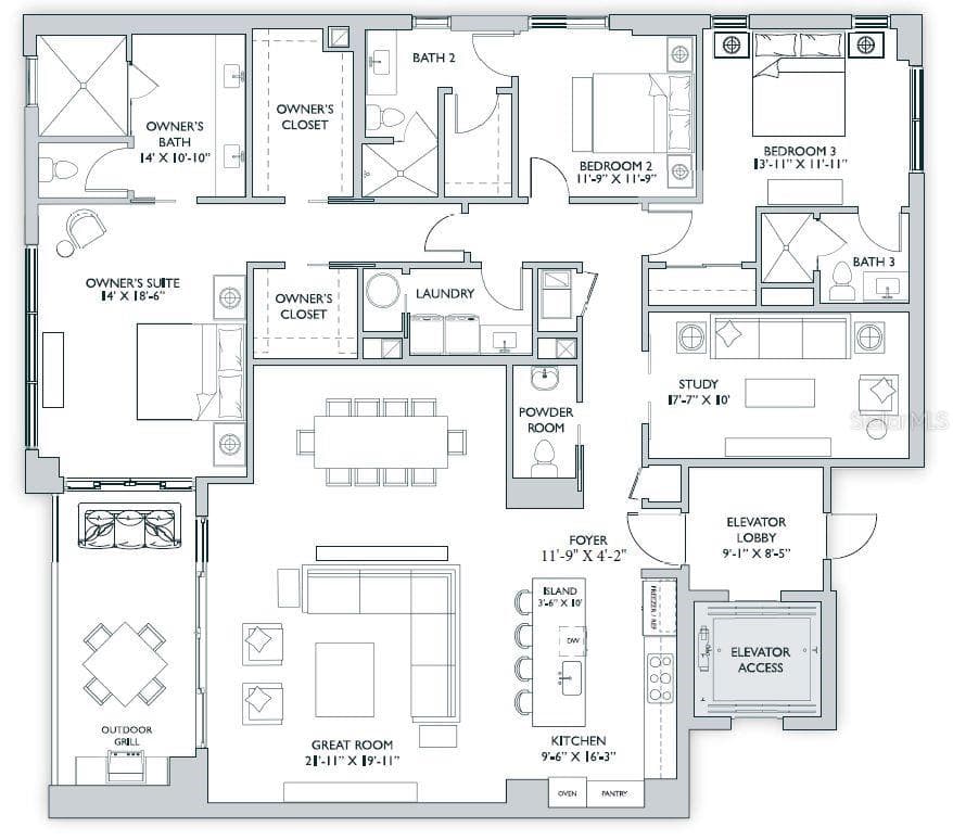 04 Residence Floorplan - 325 GOLDEN GATE PT #604, SARASOTA