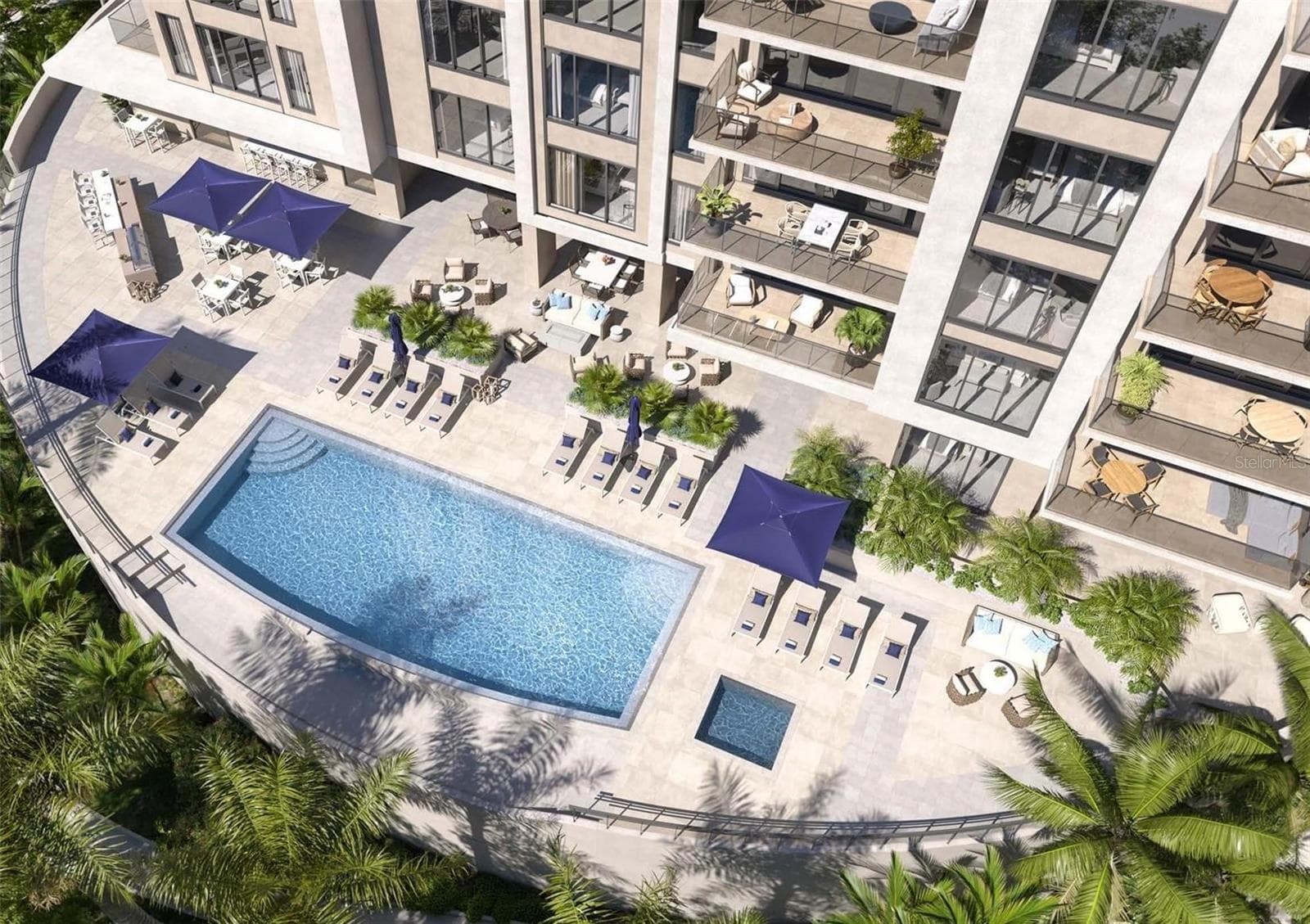 Artist Rendering Aerial Pool View - 325 GOLDEN GATE PT #401, SARASOTA