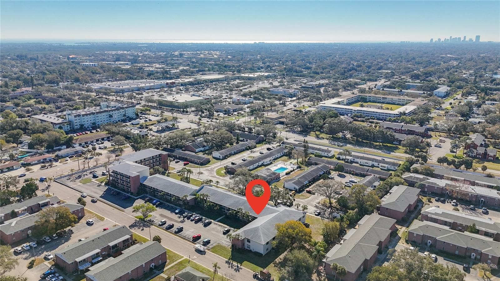 1020 85th Ave N no 119, view toward southeast, Gateway shopping center in upper left - 1020 85TH AVE N #119, ST PETERSBURG