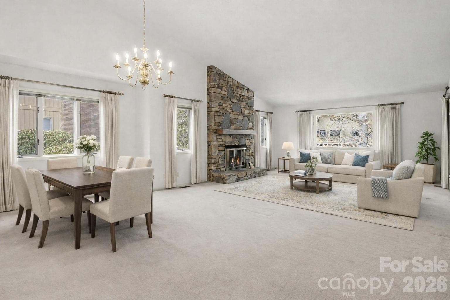 LARGE LIVING/DINING W/ VAULTED CEILINGS. virtually staged dining/living area - Hendersonville