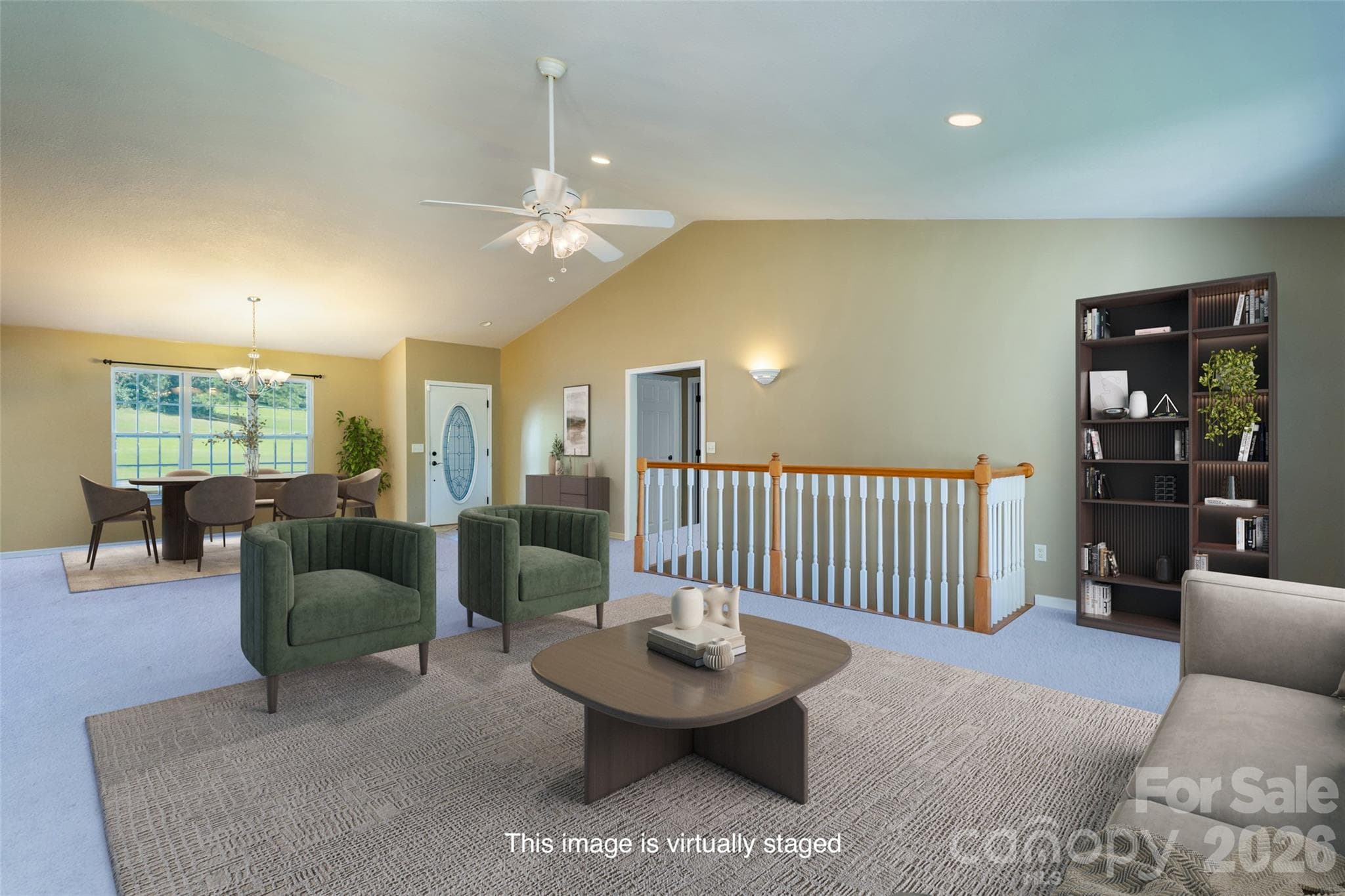 Living room - open concept to dining room - virtually staged. - Hendersonville