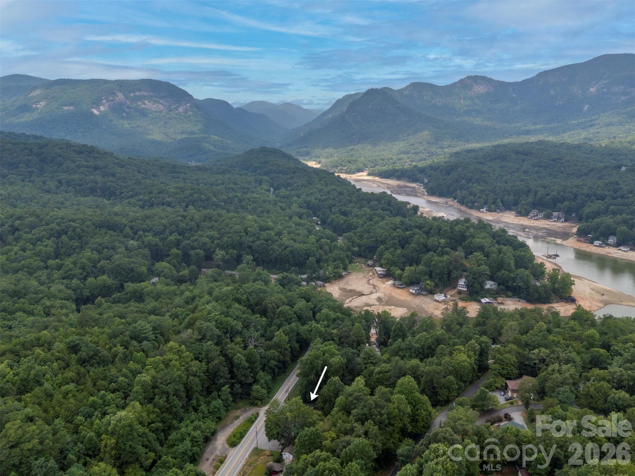 Location of the property in relation to the lake - 1840 Memorial Highway, Lake Lure