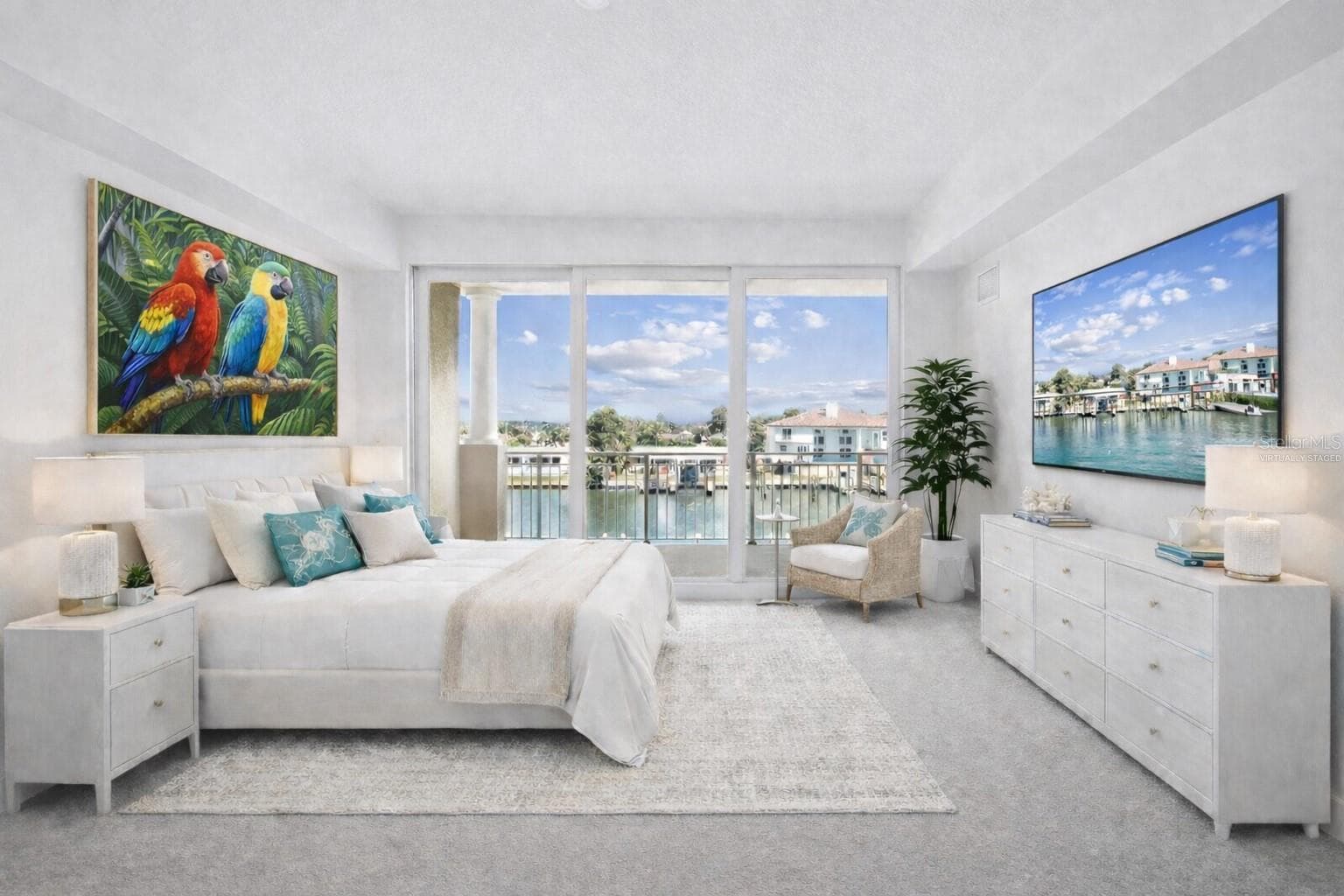 Primary Bedroom Virtually staged - 125 ISLAND WAY #304, CLEARWATER BEACH