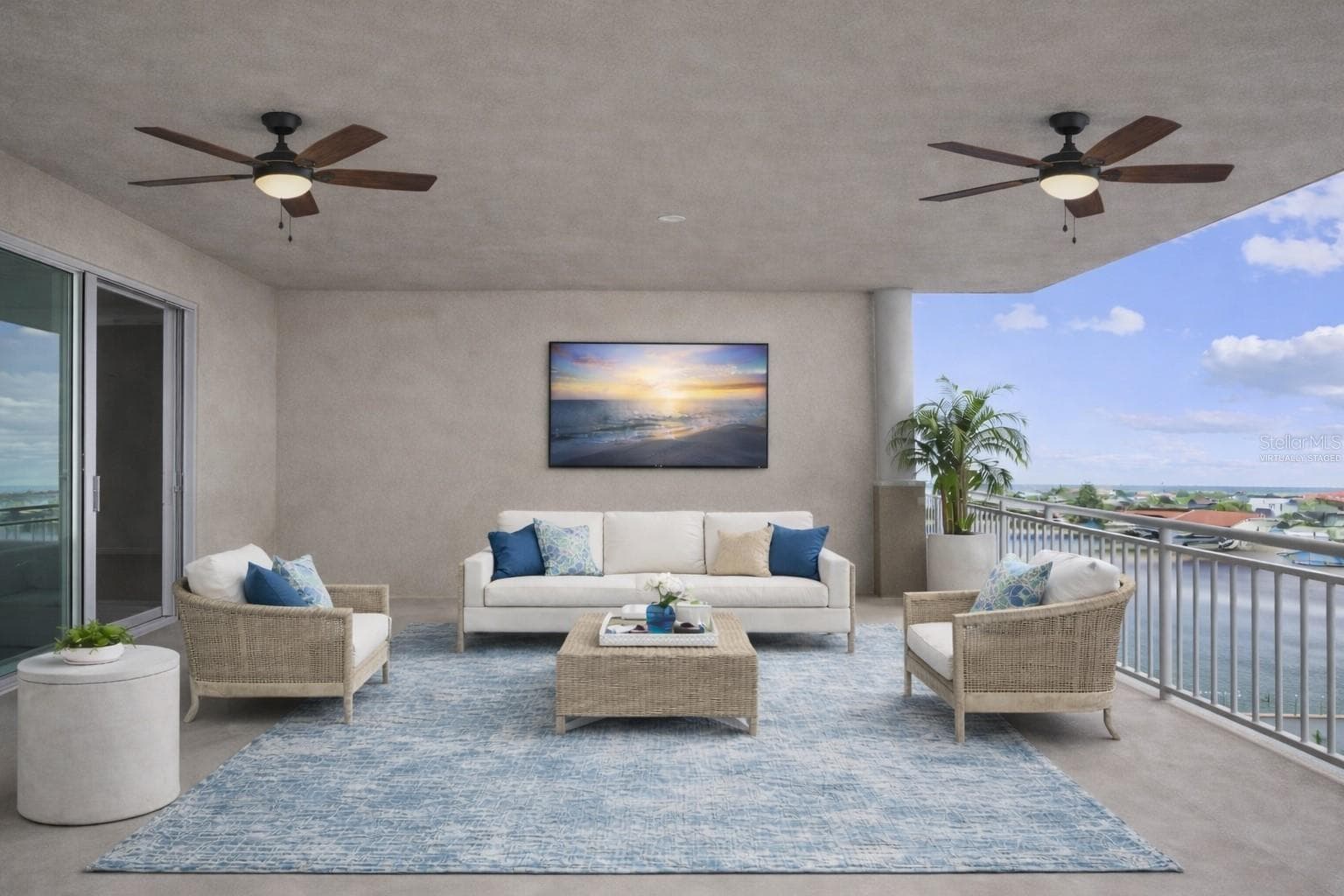 Virtually staged, this balcony is approx 10'x30' less wide, much longer - 125 ISLAND WAY #304, CLEARWATER BEACH