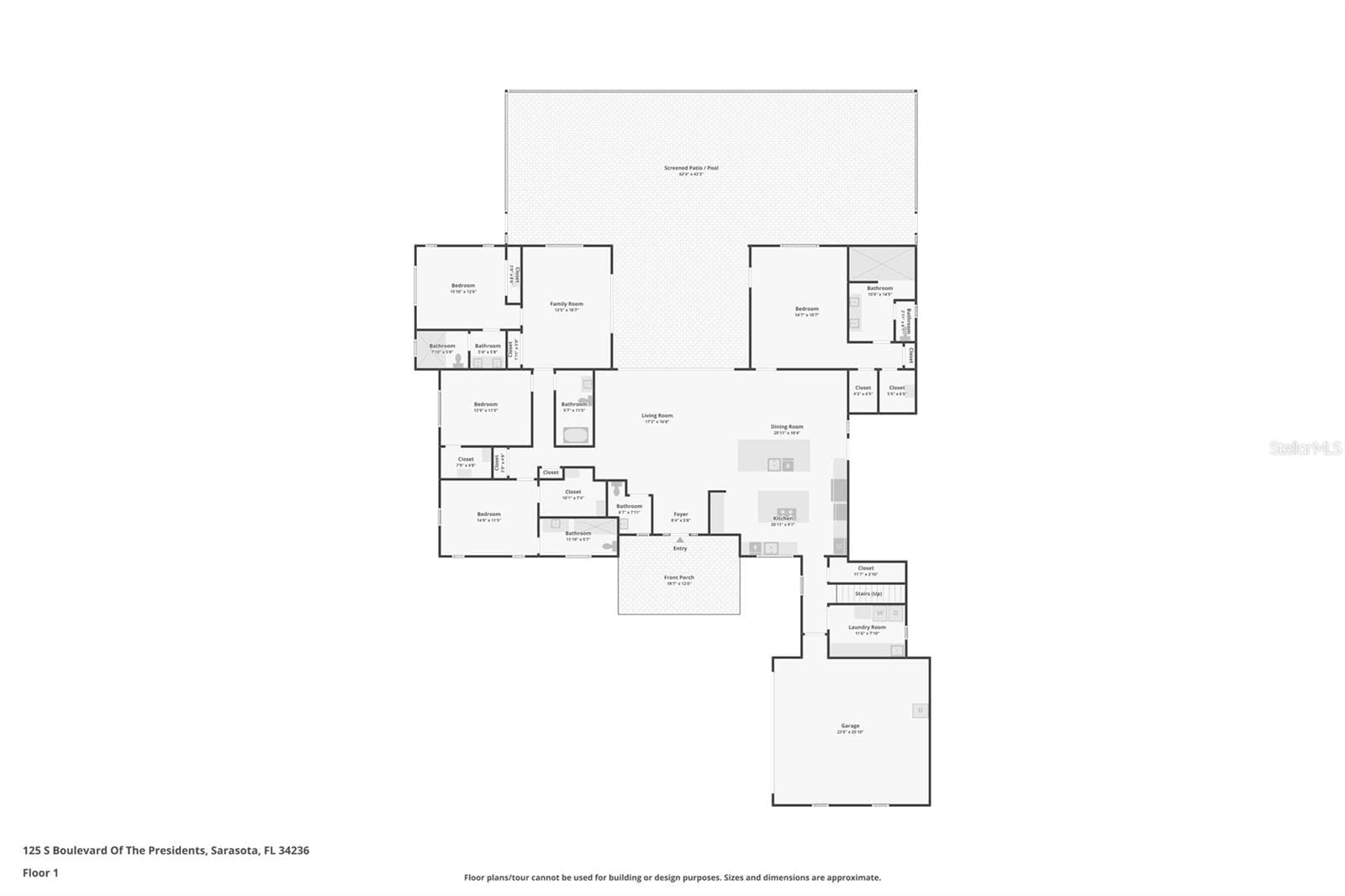 Floor plan downstairs - 125 S BLVD OF PRESIDENTS, SARASOTA