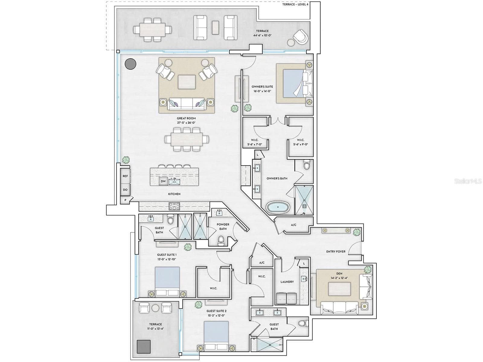 Bay 1C floor plan - 1000 BOULEVARD OF THE ARTS #1701, SARASOTA