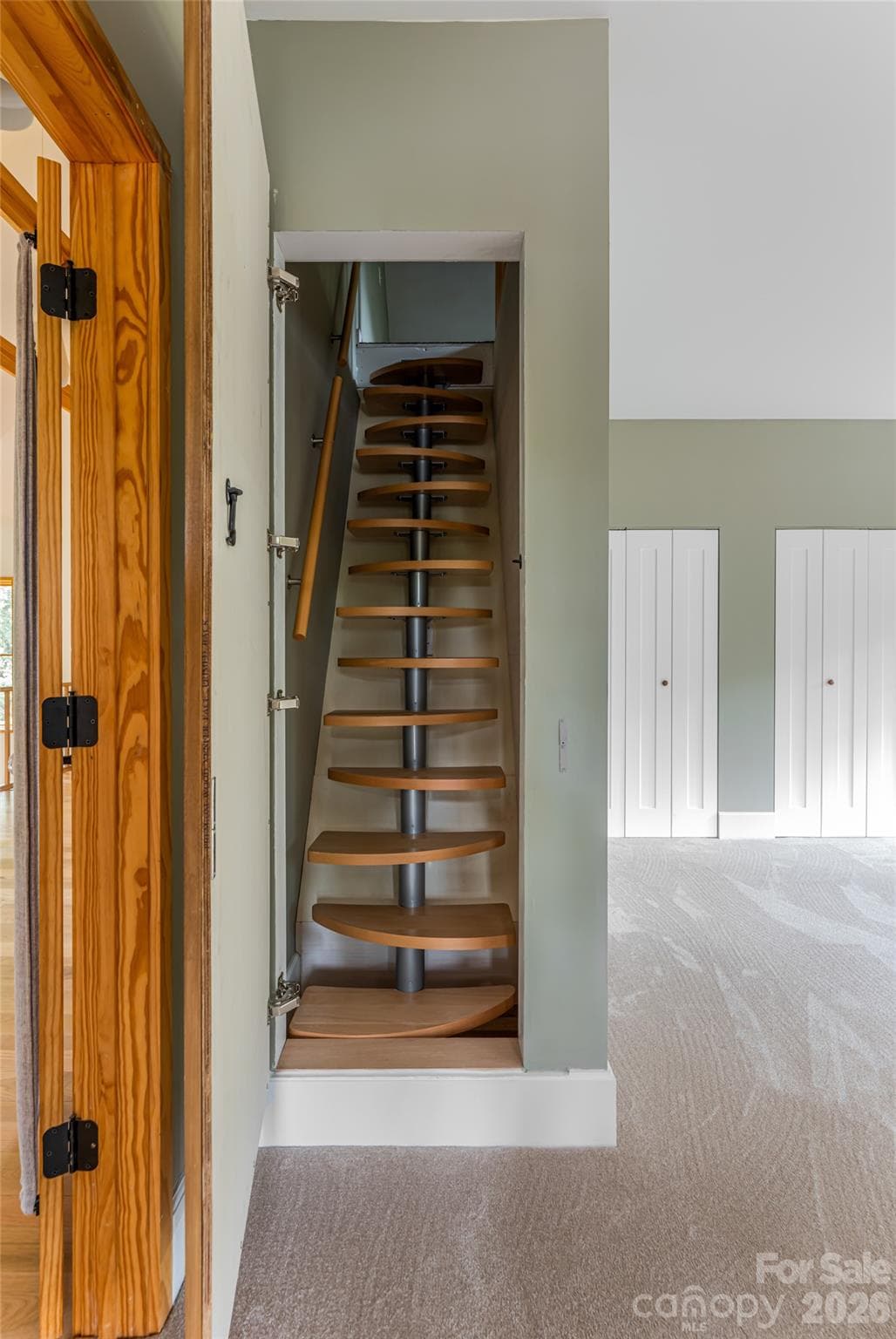 Stairs behind mirror in primary to bonus loft - 7 Bee Balm Way, Asheville