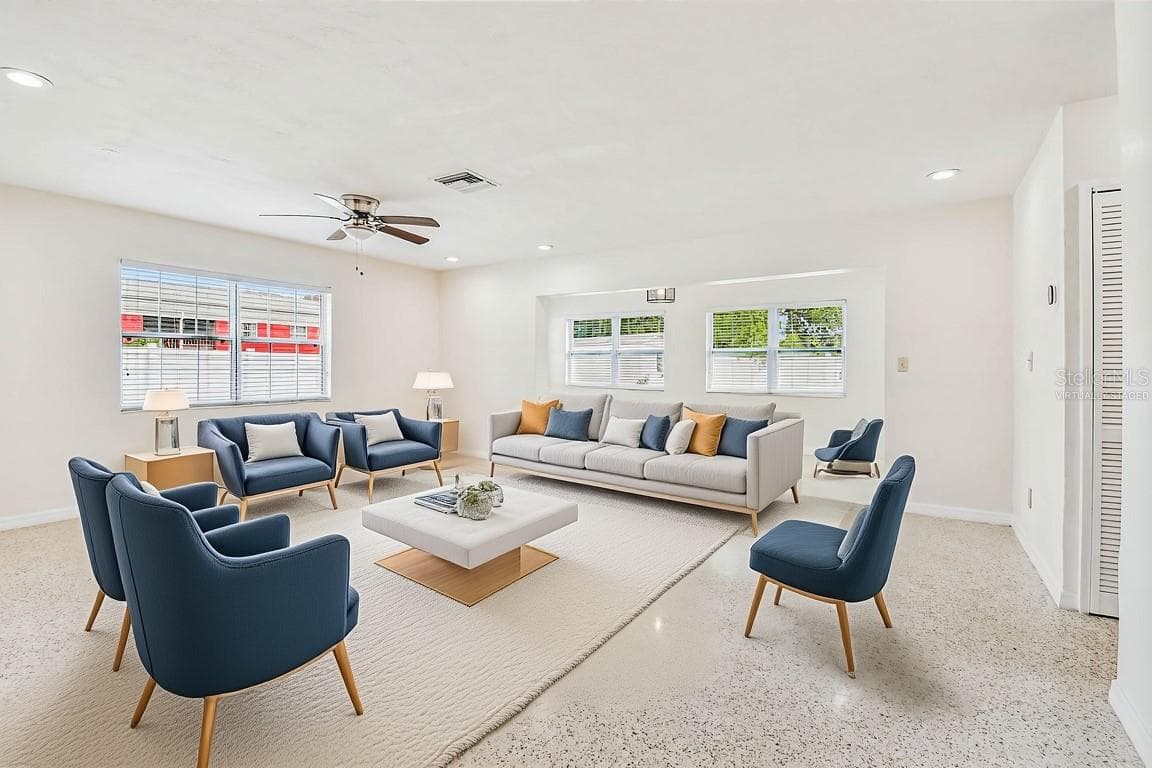 East Residence - Living and Florida Room Virtually Staged - 1101 81ST AVE N, ST PETERSBURG