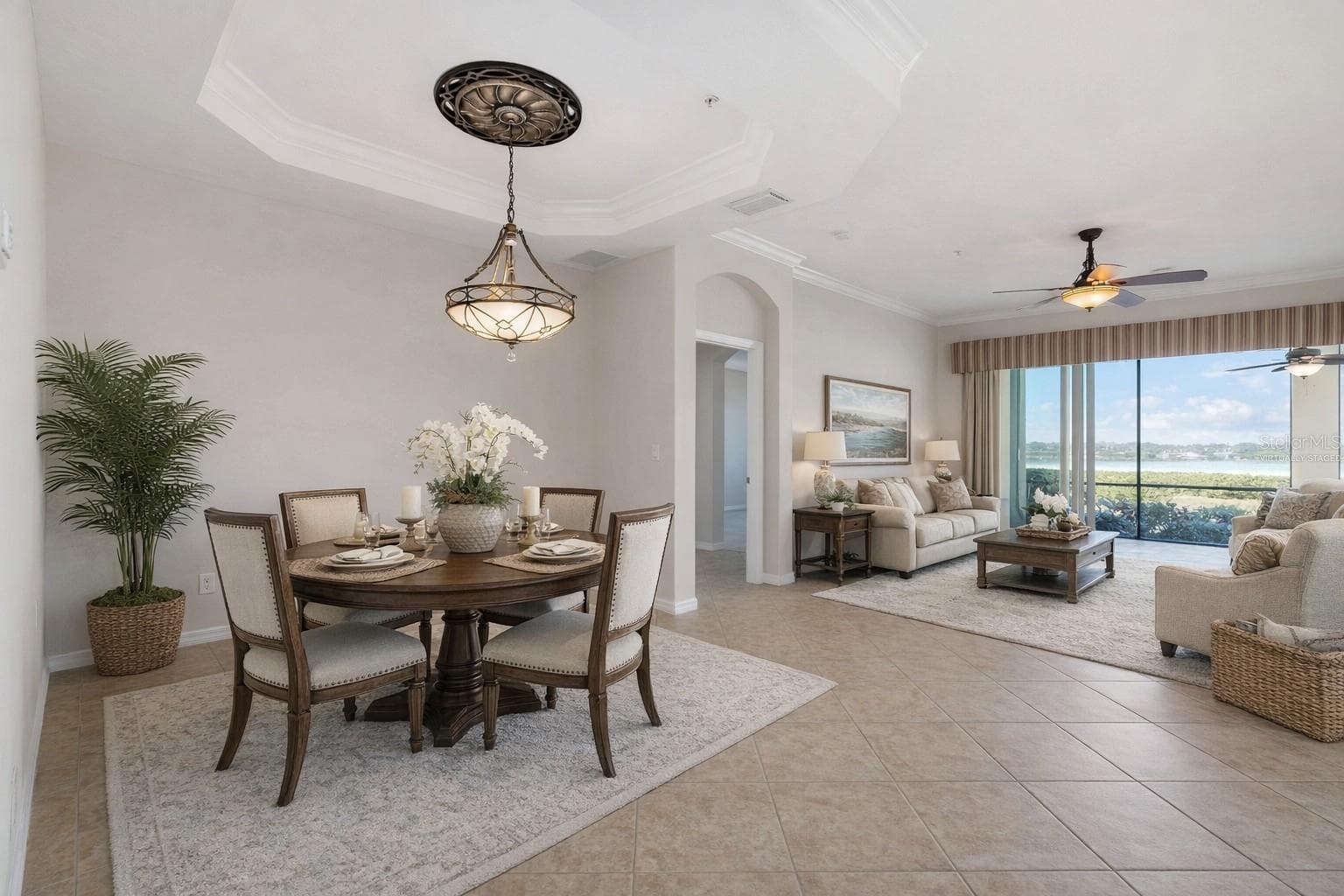 Dining Room and Great Room, Virtually Staged - 1264 RIVERSCAPE ST #B, BRADENTON